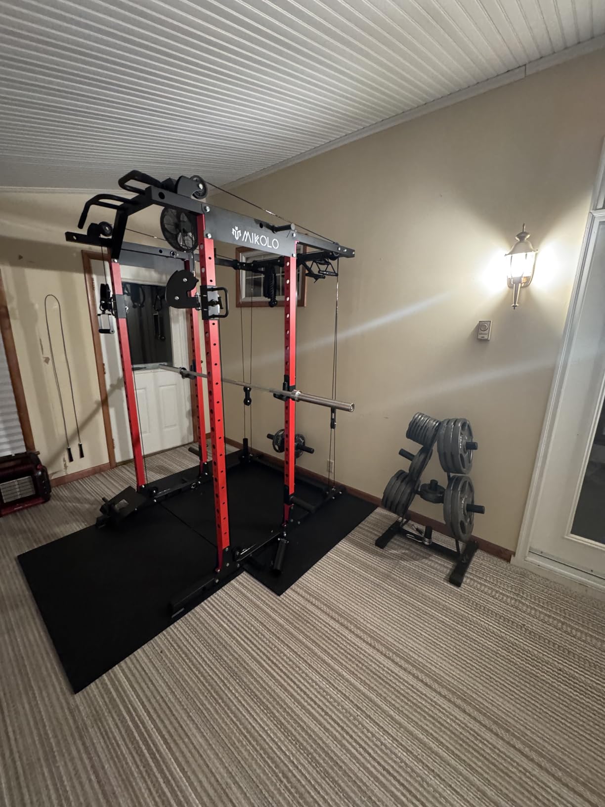 Mikolo Power Cage, Power Rack with Cable Crossover System, 1500LBS Squat Rack with LAT Pull Down System, Workout Cage with Pulley System for Fitness Home Gym customer photo 2