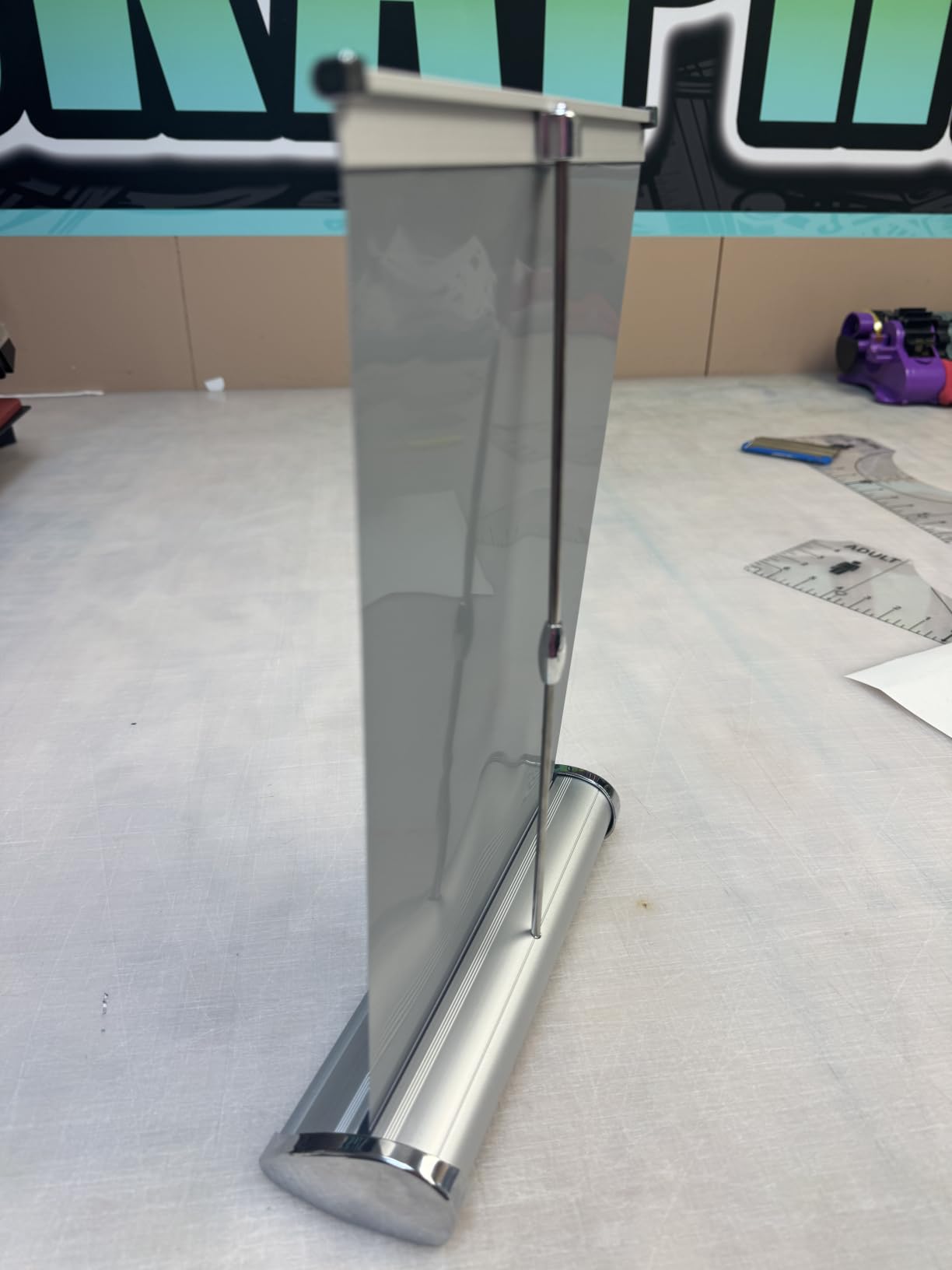Mini Retractable Roll Up Banner Stand Retractable Banner and Signs for Business Mini Table Top Retractable Banner customer photo 1
