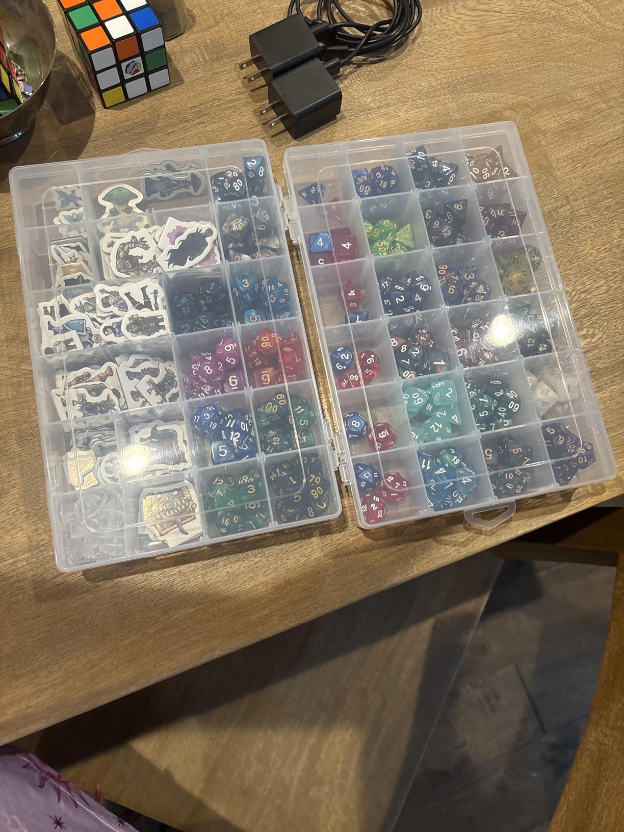2 Pack DND Dice Storage Box Each 24 Grids Polyhedral Dice Organizer with Removable Dividers customer photo 1