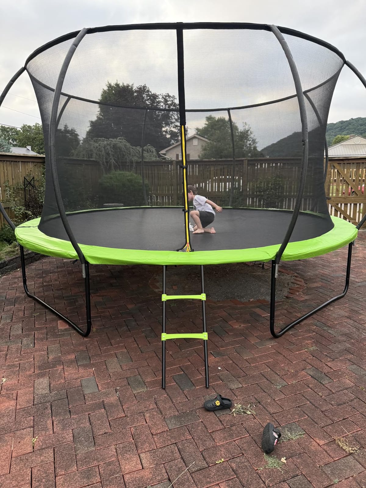 JoyBerri Outdoor Trampoline - with LED Lights, Net, Ladder, ASTM Certified | 8Ft 10Ft 12Ft 14Ft 15Ft 16Ft, 450lb capacity, kids & adults, anti-rust steel, net + ladder + stakes, 5-year protection customer photo 1