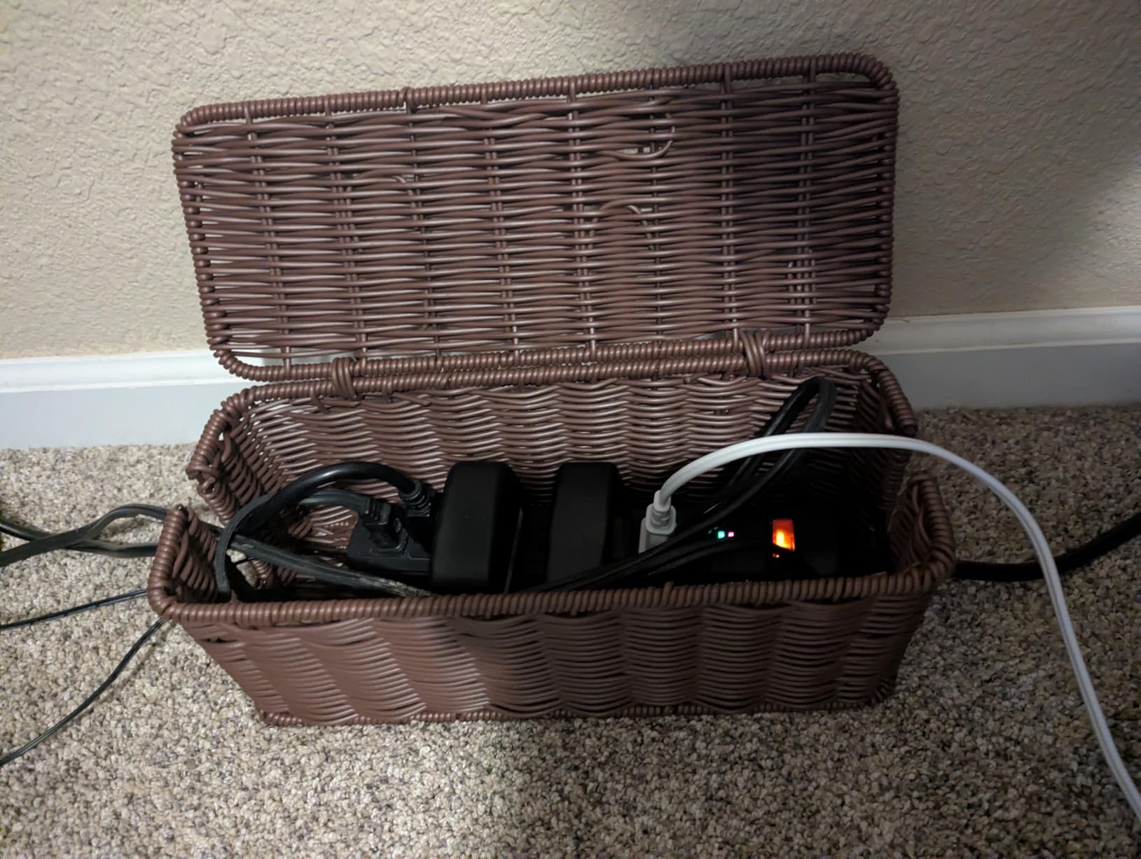 Cable Management Box, Handmade Rattan Cord Organizer for Power Strip | Open Slots Cord Hider for Power Strip, Router & USB Hub, Registered U.S. Design Patent customer photo 1