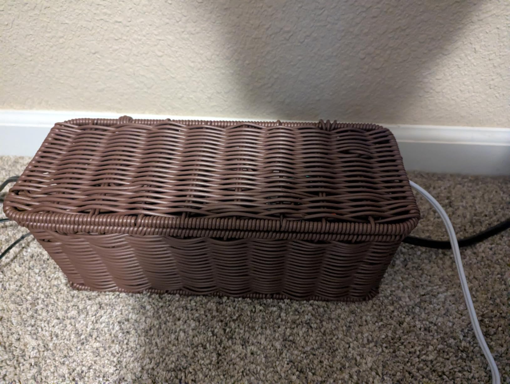 Cable Management Box, Handmade Rattan Cord Organizer for Power Strip | Open Slots Cord Hider for Power Strip, Router & USB Hub, Registered U.S. Design Patent customer photo 2