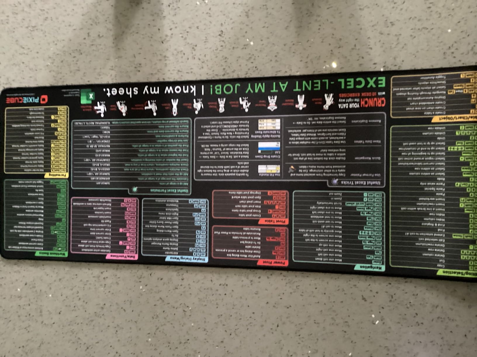 Pixiecube Excel Cheat Sheet Desk Pad | Excel Shortcut Keys Mouse Pad | Extended Large XL Gaming Mousepad | PC Office Spreadsheet Keyboard Mat | Non-Slip Stitched Edge customer photo 2