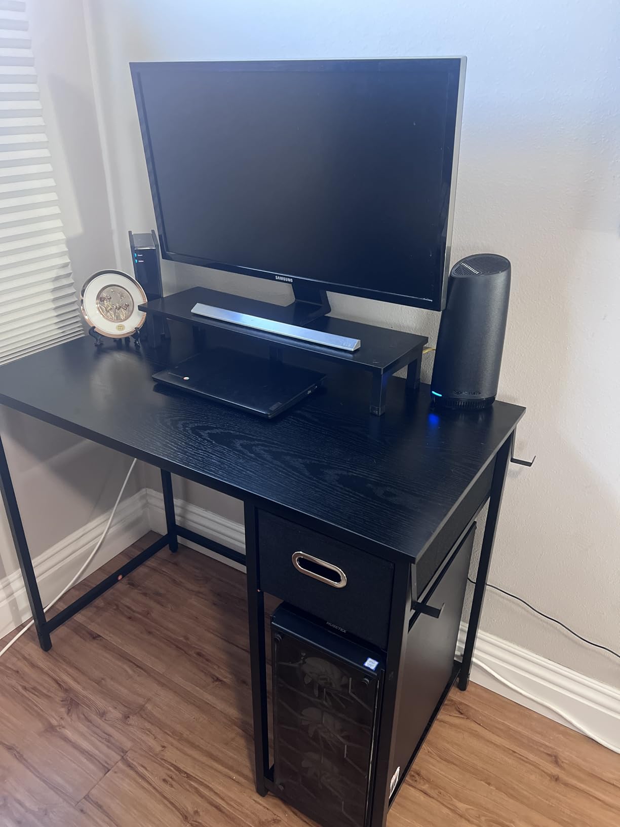 Pamray 39 Inch Small Computer Desk with Monitor Stand and Drawer for Gaming, Small Gaming Desk, for Bedroom Small Spaces, Home Office, Dorm and Apartment, for Writing, Study and Working customer photo 2