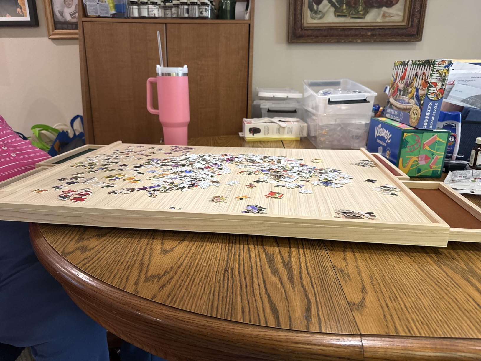 1000 Piece Puzzle Board with Drawers Rotatable 360-Degree Wheels and Cover 30