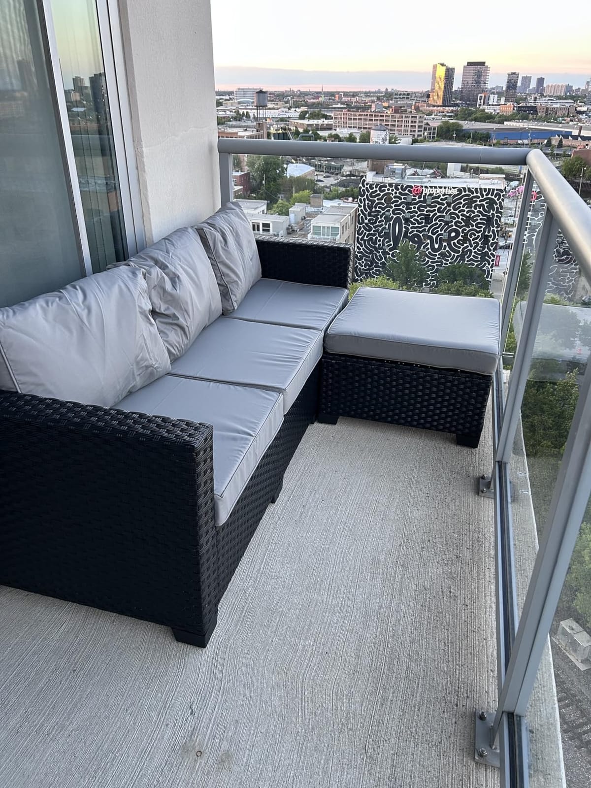 Rattaner 3 Pieces Patio Furniture Set Outdoor Sectional Wicker Patio Furniture Patio Couch with Ottoman and Outdoor Storage Table All-Weather Anti-Slip Cushions Waterproof Covers, Light Grey customer photo 1