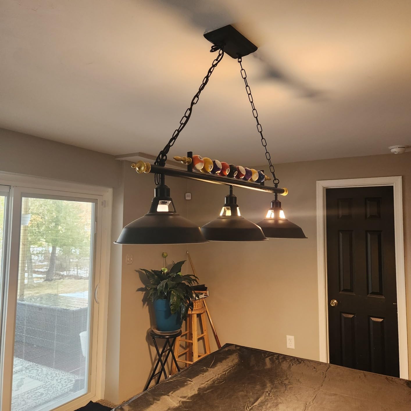 Billiard Pool Table Lights 4-Light, Black Matte Metal Shades | 50'' Pool Table Lighting for 7'-8' Table, Billiard Light Suitable for Billiards Room, Snooker Table, Kitchen Island customer photo 1