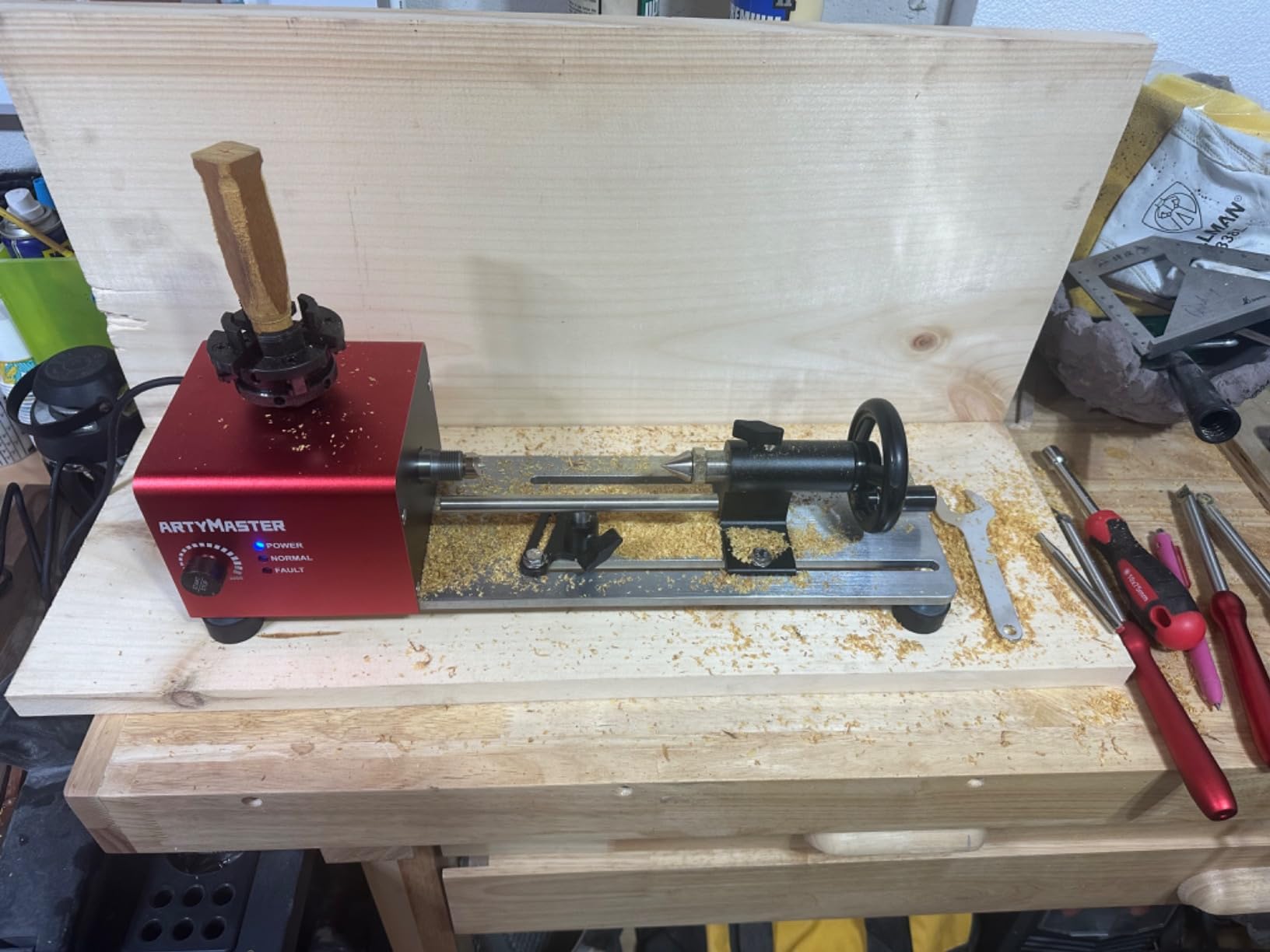Mini Lathe, WM101A-Plus Mini Wood Lathe Machine, 24VDC 96W Power Lathe, Small Benchtop Lathe with Wood Turning Lathe Tools Kits, Infinitely Variable Speed, Professional for DIY Woodworking customer photo 2