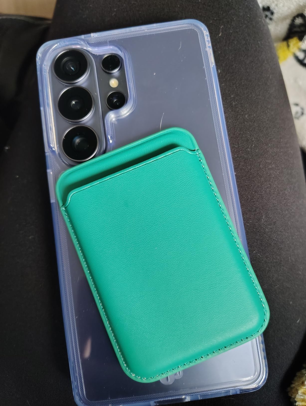 Magnetic Wallet Cell Phone Card Holder for Phone Case with Mag-Safe | Stronger Magnetic RFID Leather Phone Wallet Stick on Series of iPhone 17/16/15/14/13/12 and Pro/Promax, Dark customer photo 2