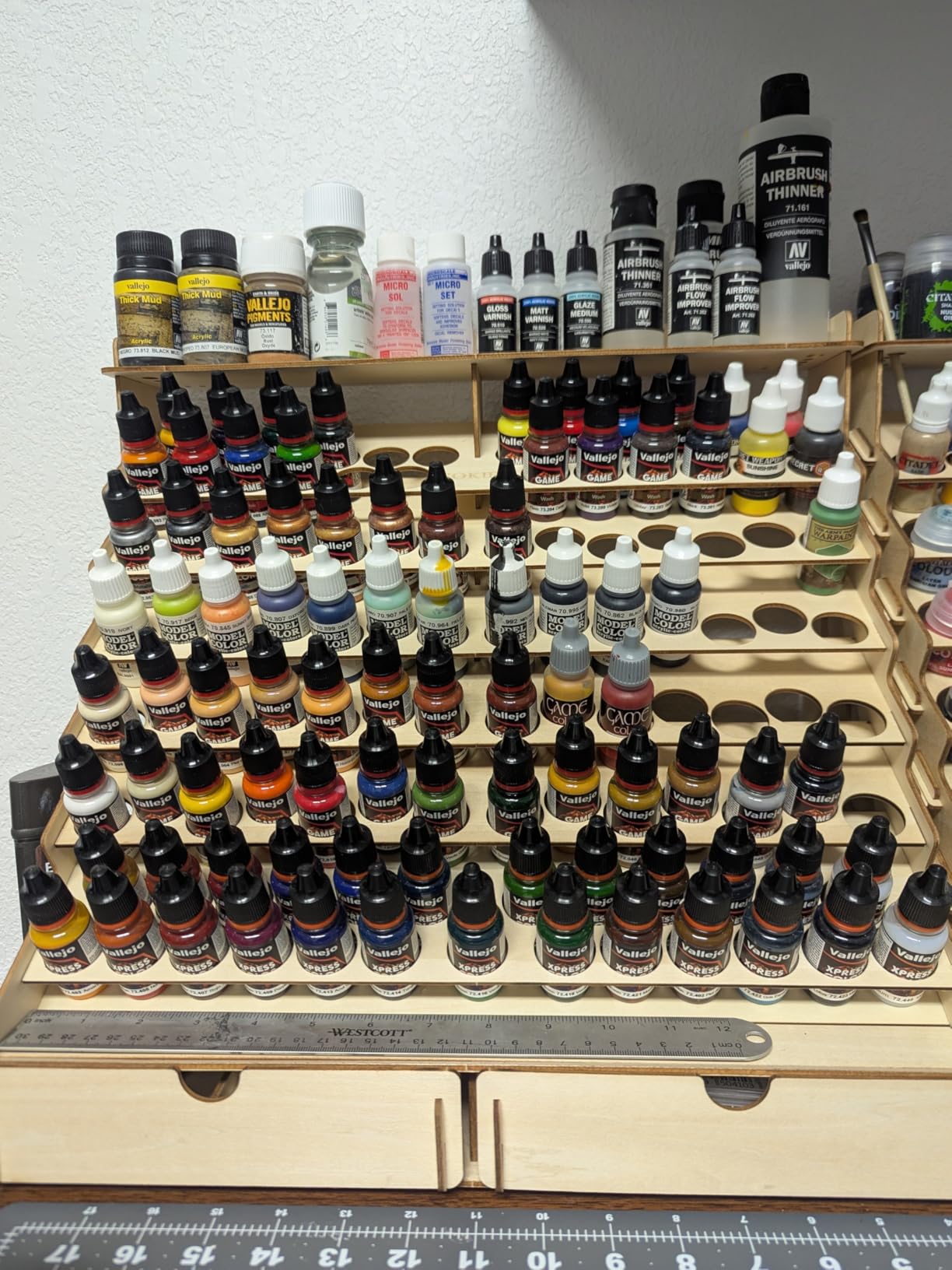 Craft Paint Storage-Modular Paint Organizer - Holds 105 Bottles of Vallejo, 14 Brushes, 2 Cabinets, and Miniature Stands - Art Tool Storage Rack for Miniature Set customer photo 1