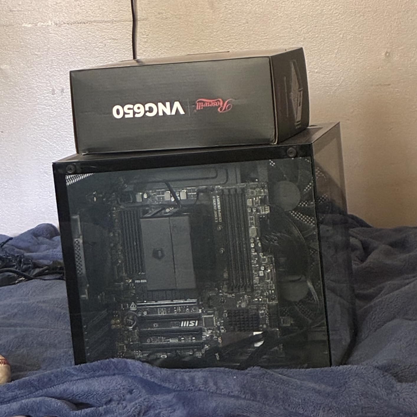 MOROVOL MATX PC Case, 270° Panoramic Tempered Glass Panel Gaming PC Case, 3 Fans Pre-Installed Micro-ATX Computer Case, USB 3.0, Black (V3) customer photo 2