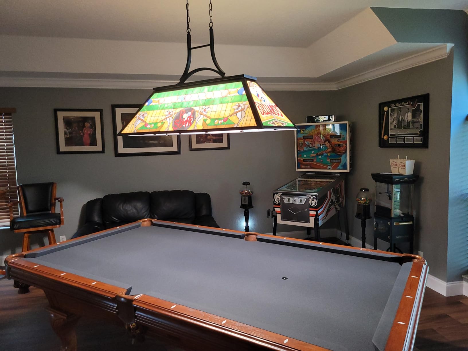 TOCHIC Vintage Pool Table Light, 3-Light Rustic Billiards Light Fixtures with Tiffany-Style Shark Shade for Game Room Farmhouse Chandelier Man Cave Club Bar Dining Room Kitchen Island customer photo 1