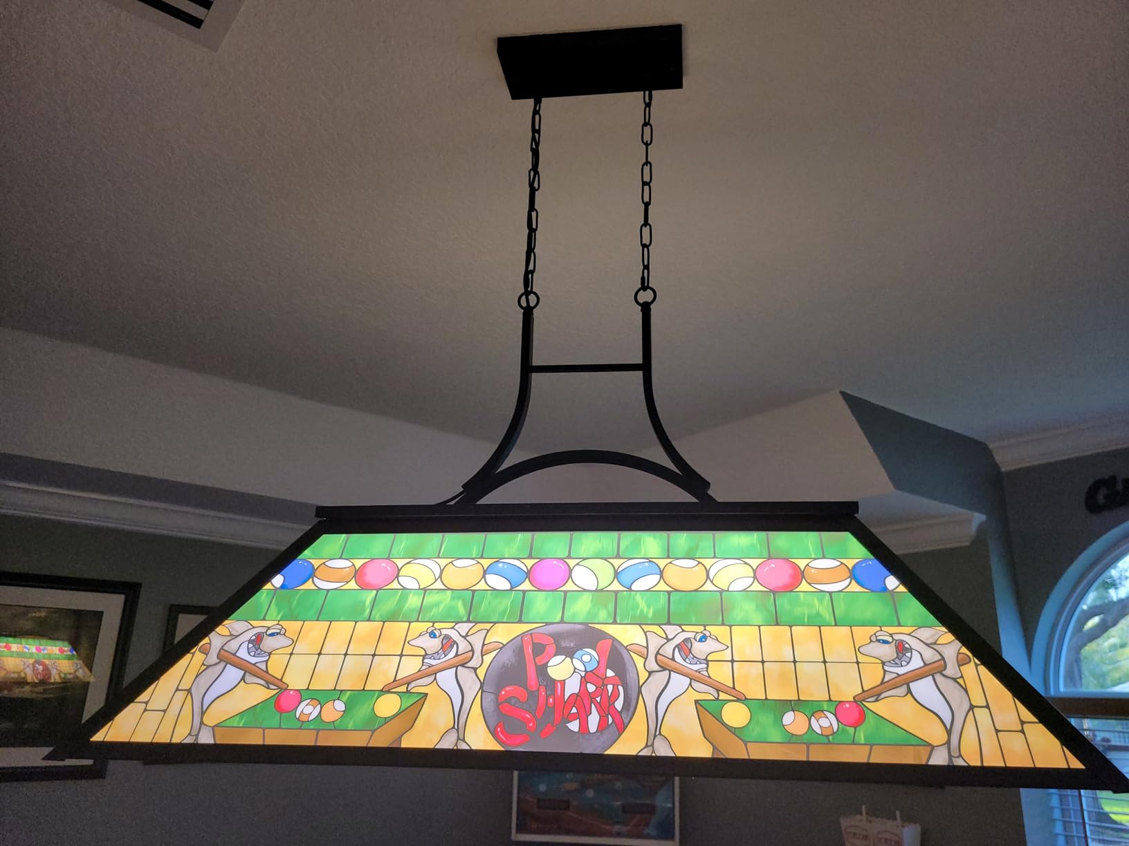 TOCHIC Vintage Pool Table Light, 3-Light Rustic Billiards Light Fixtures with Tiffany-Style Shark Shade for Game Room Farmhouse Chandelier Man Cave Club Bar Dining Room Kitchen Island customer photo 2