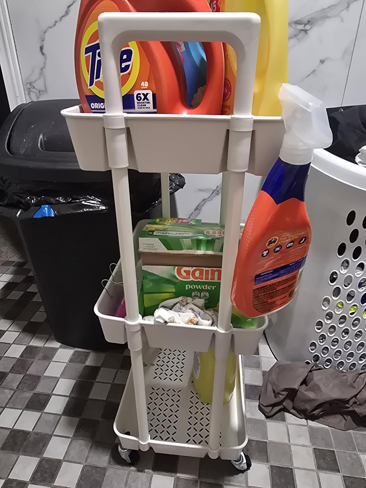 Pipishell 3 Tier Rolling Cart Organizer, Plastic Rolling Cart with Lockable Wheels & Reinforced Handle, Lightweight Utility Cart Storage Cart for Nursery, Kitchen, Bathroom, Craft Room, White, PIUC14W customer photo 1
