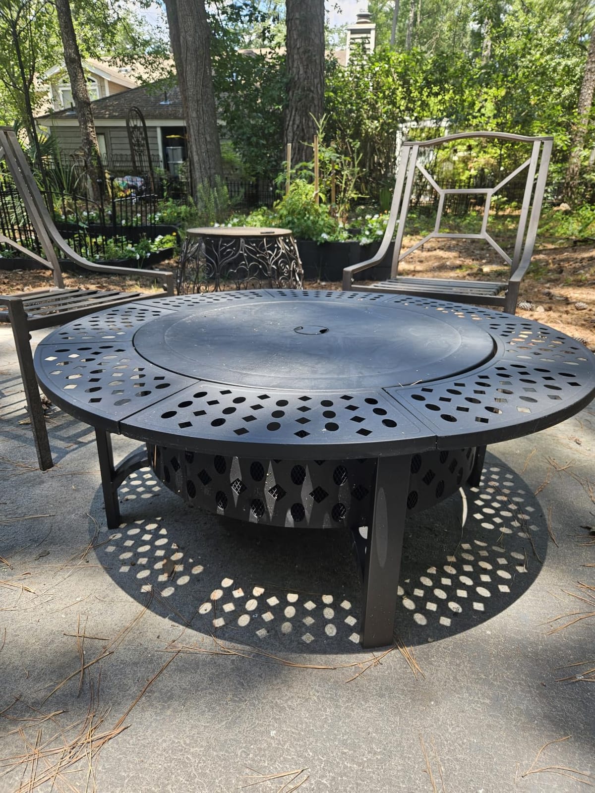 OutVue 42 Inch Fire Pit with 2 Grills, Lid, Poker | Large Wood Burning Fire Pits for Outside, Heavy Duty Fire Pit, BBQ & Outdoor Firepit & Round Metal Table 3 in 1 for Patio customer photo 1