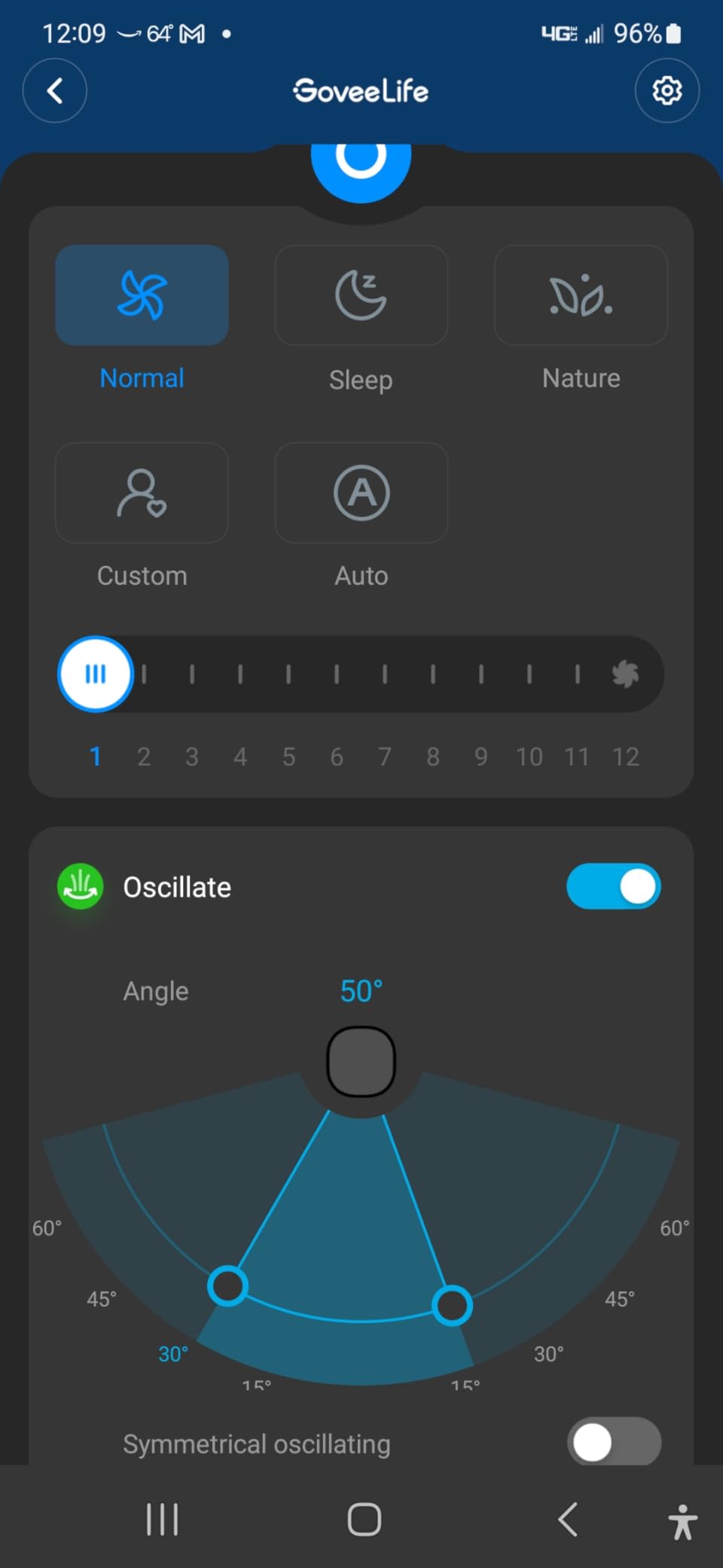 GoveeLife 42 in. Tower Fan, 150 Deg Oscillation, 5 Modes 12 Speeds, Black | Smart Floor Fans for Bedroom, up to 26ft/s, APP & Voice Control, 24H Timer, 27dB Bladeless Fan for Cooling Home Office customer photo 2