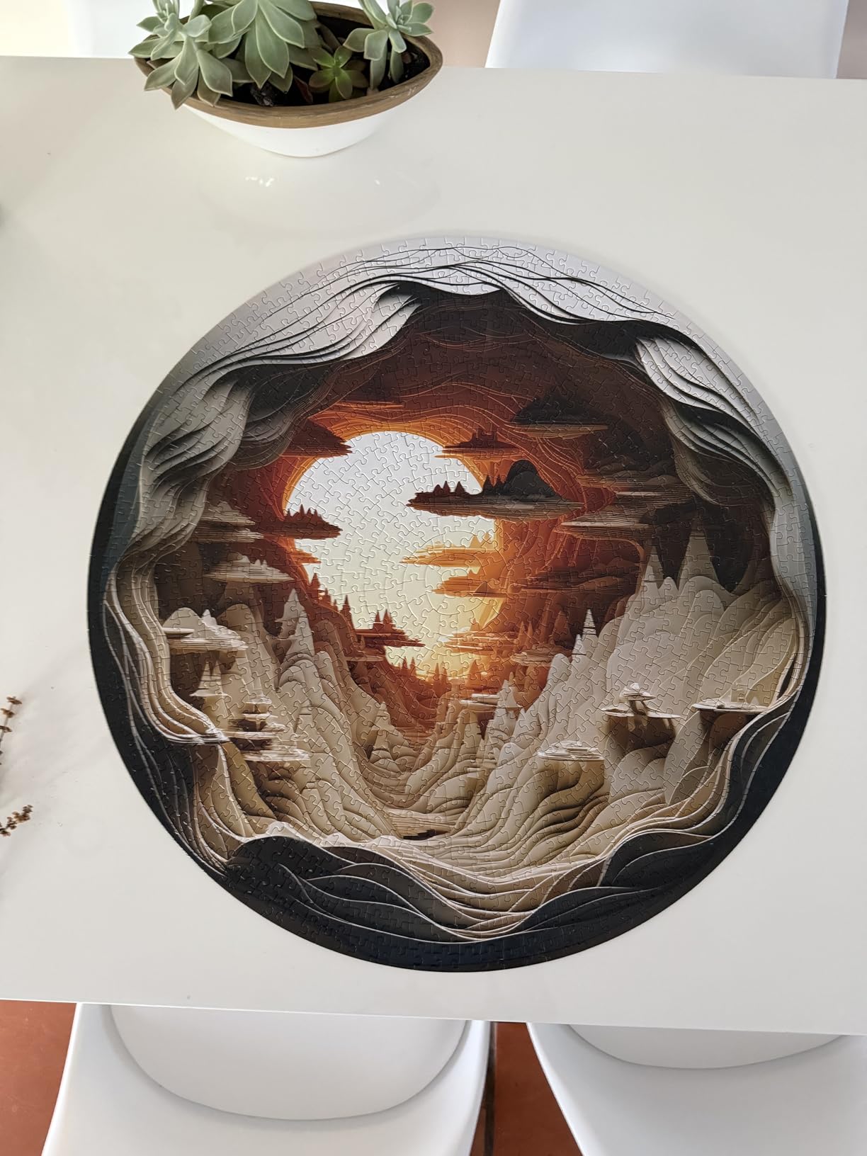 Bgraamiens Hard Puzzles for Adults 3D Visual Dawn Inside a Cave 1000 Pieces Round Puzzle customer photo 1