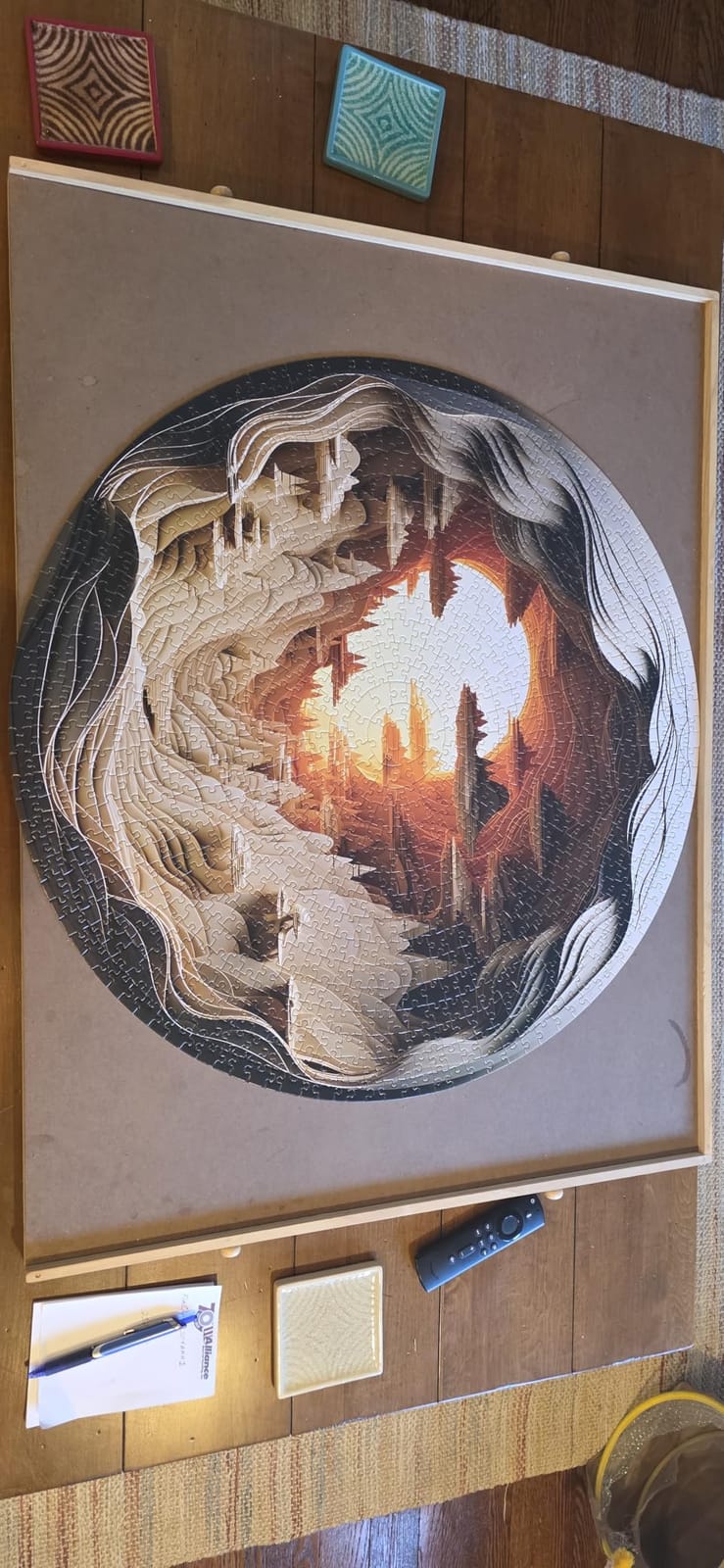 Bgraamiens Hard Puzzles for Adults 3D Visual Dawn Inside a Cave 1000 Pieces Round Puzzle customer photo 2