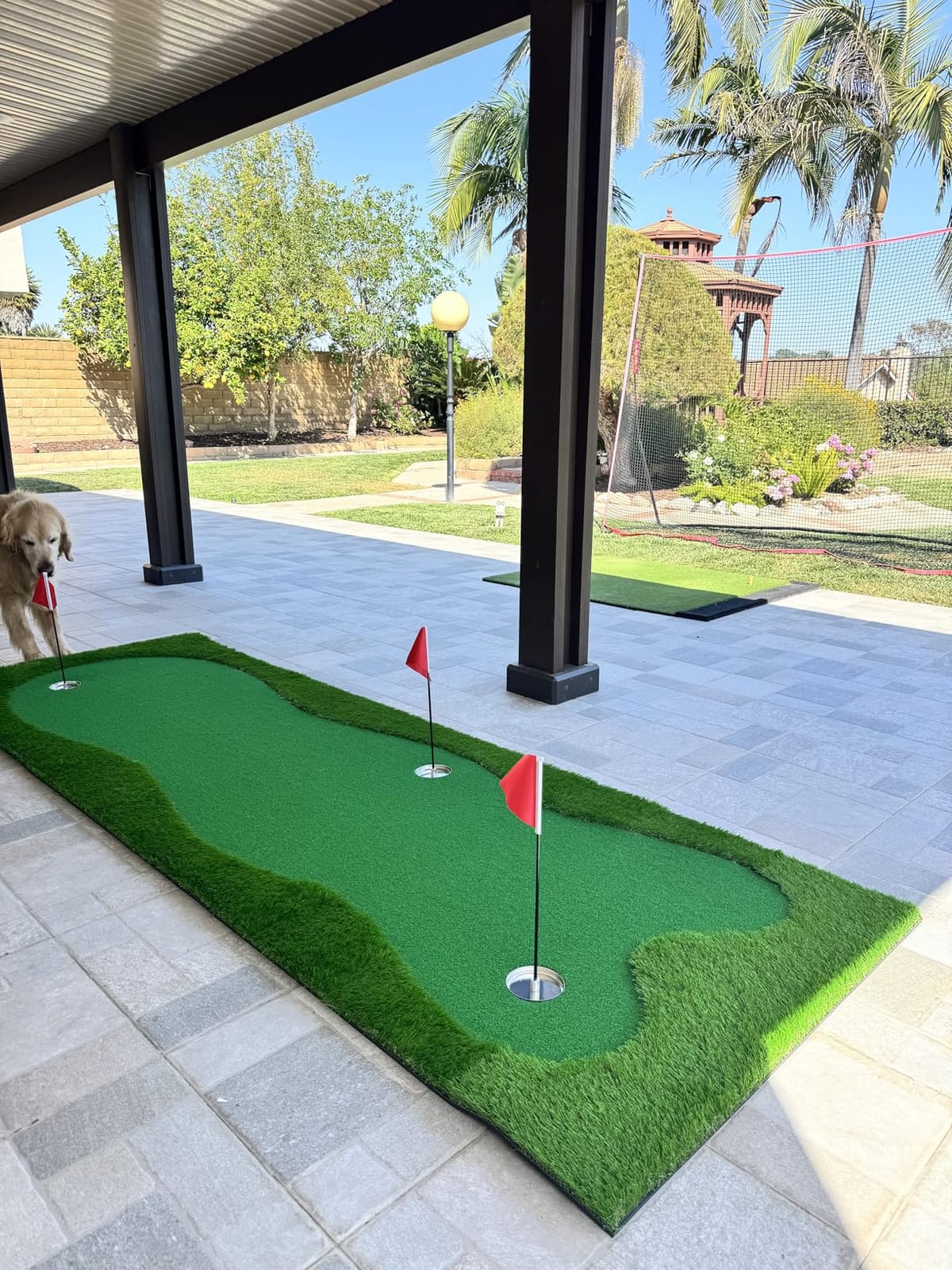 Tangkula 10 FT Golf Putting Green, Large Professional Golf Training Mat with Realistic Artificial Grass Turf, 3 Holes, 3 Flags and Cups for Indoor Outdoor Putting Practice customer photo 2