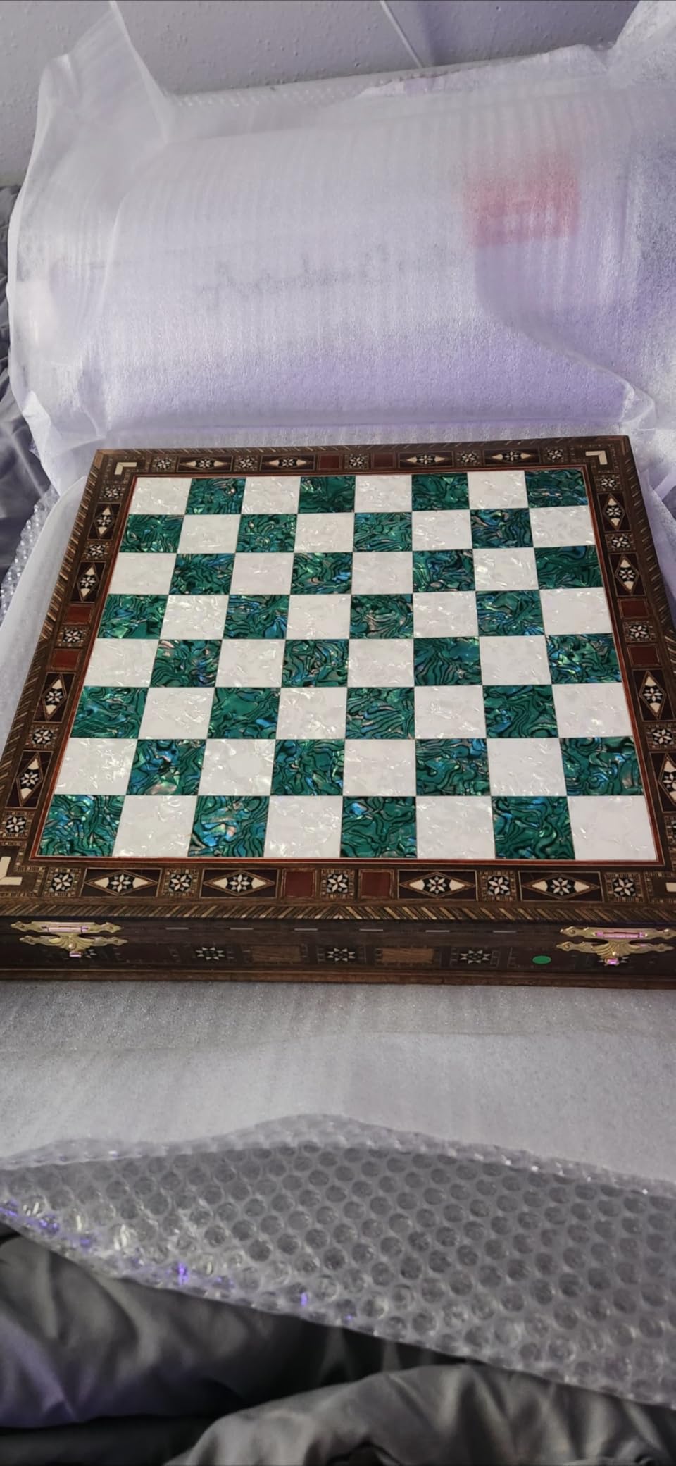 Antochia Crafts 16.5 Inches Large Chess Set - Luxury Chess Pieces with 2 Extra Queens and Wooden Chess Board with Mosaic Details (Black-Personalized) customer photo 2