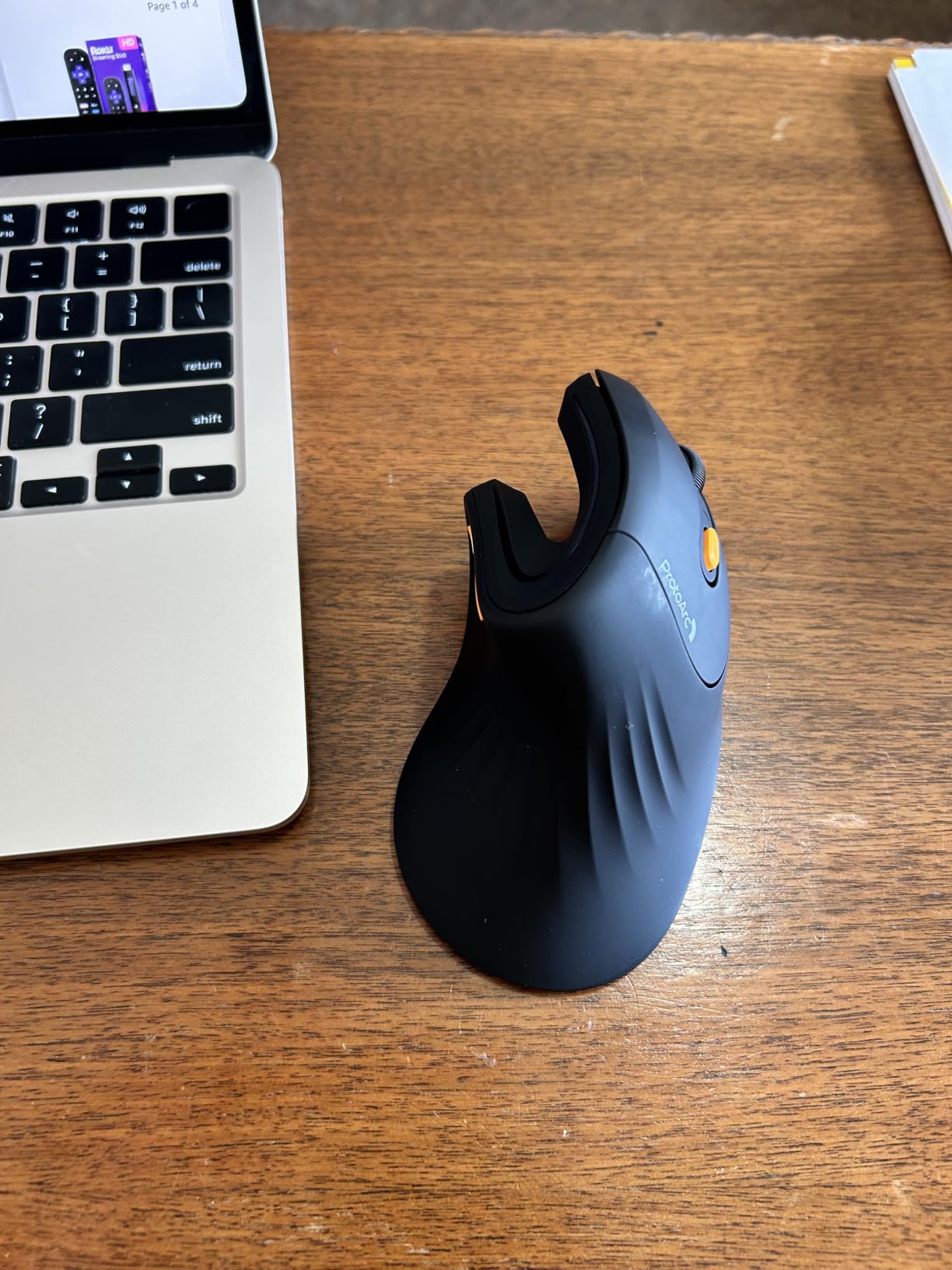 ProtoArc EM11 NL Wireless Ergonomic Vertical Mouse, Rechargeable, Black | 58 degree vertical design supports a natural wrist posture, connect 3 devices via Bluetooth/2.4G USB-A, 500mAh USB-C rechargeable customer photo 1