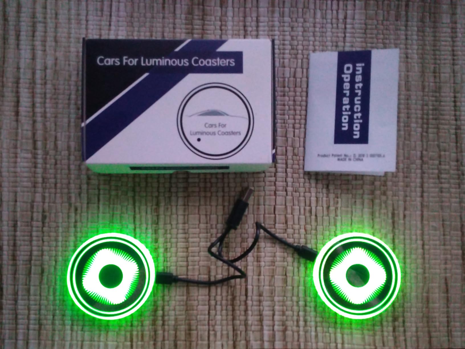 2PCS Rechargeable Led Light Car Cup Holder Insert Coaster Mat Pad Decal with LDR and Accelerometer 2.7