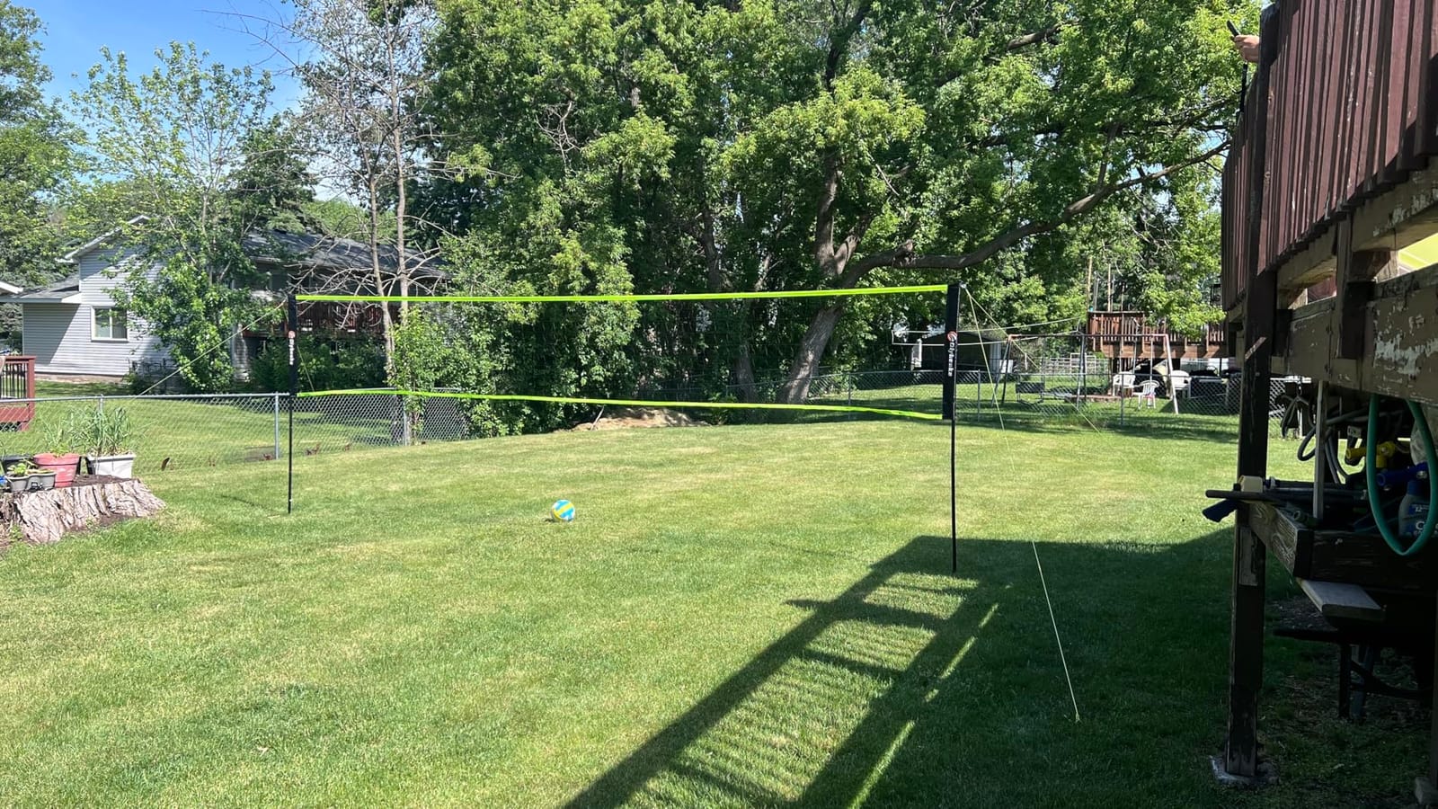 Portable Outdoor Volleyball Net Set 20FT / 32FT, 4 Adjustable Heights | Complete Volleyball System with PE Net, PU Volleyball, Pump, Poles and Carry Bag for Backyard, Beach, Park and Family Games. customer photo 2