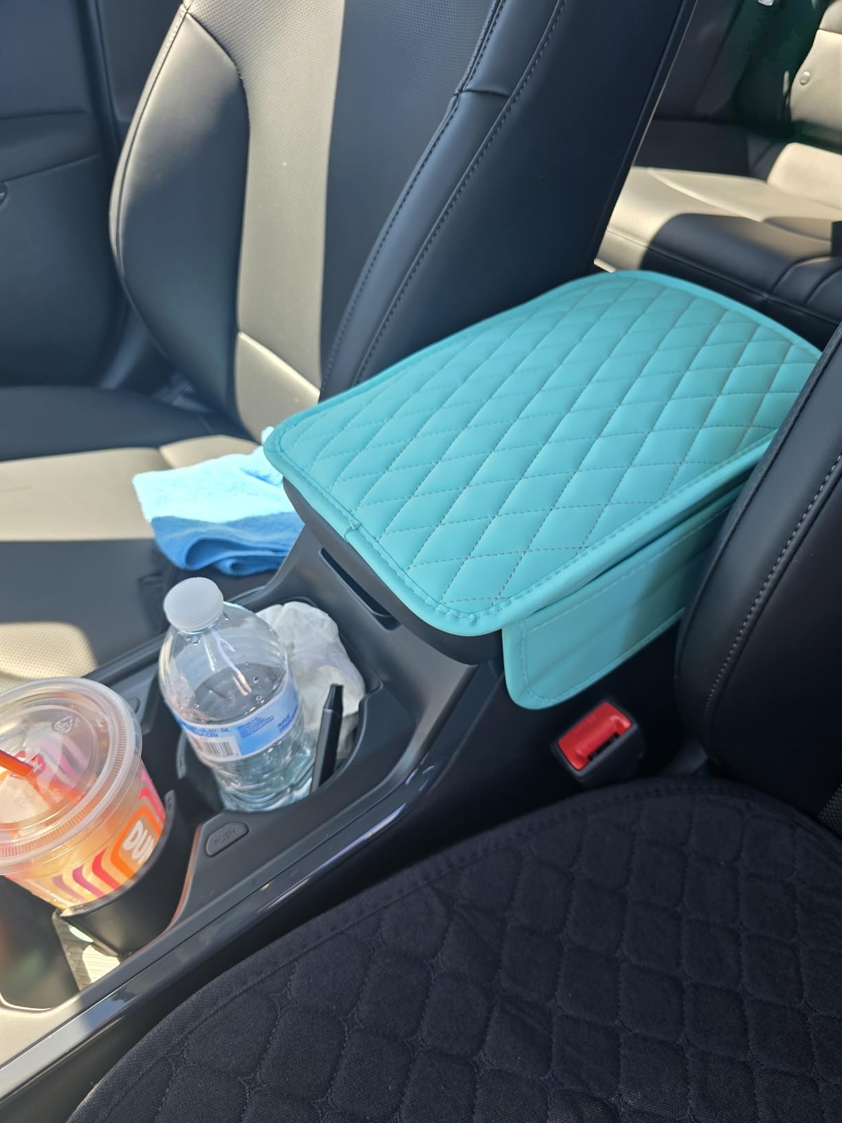 Stacool Upgraded Car Center Console Cover, Microfiber Leather Car Armrest Cover Cushion with 2 Storage Bags, Universal Car Armrest Storage Box (Black) customer photo 1