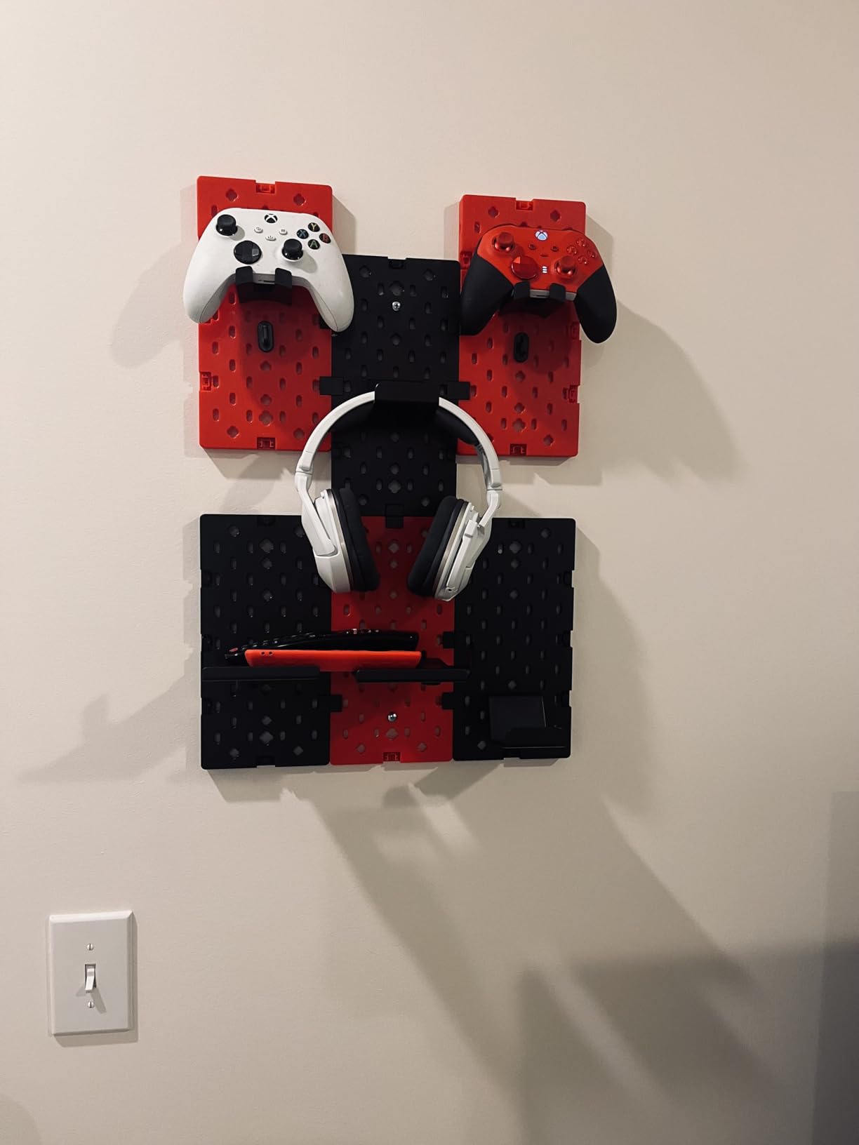 PEGZONE Controller and Headphone Holder Wall Mount, 14pcs, Black | Modular Gaming Pegboard with Accessories, Controller Stand, Disc Shelf Organizer customer photo 2