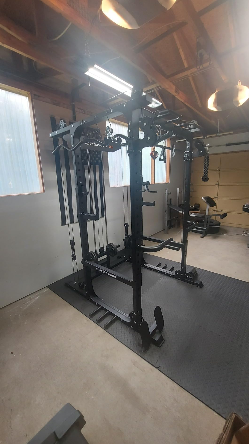 SPORTSROYALS Power Rack, Multi-Functional Power Cage, Squat Rack with Pulley System & LAT Pull Down, Workout Cage with J Hooks for Home Gym customer photo 1