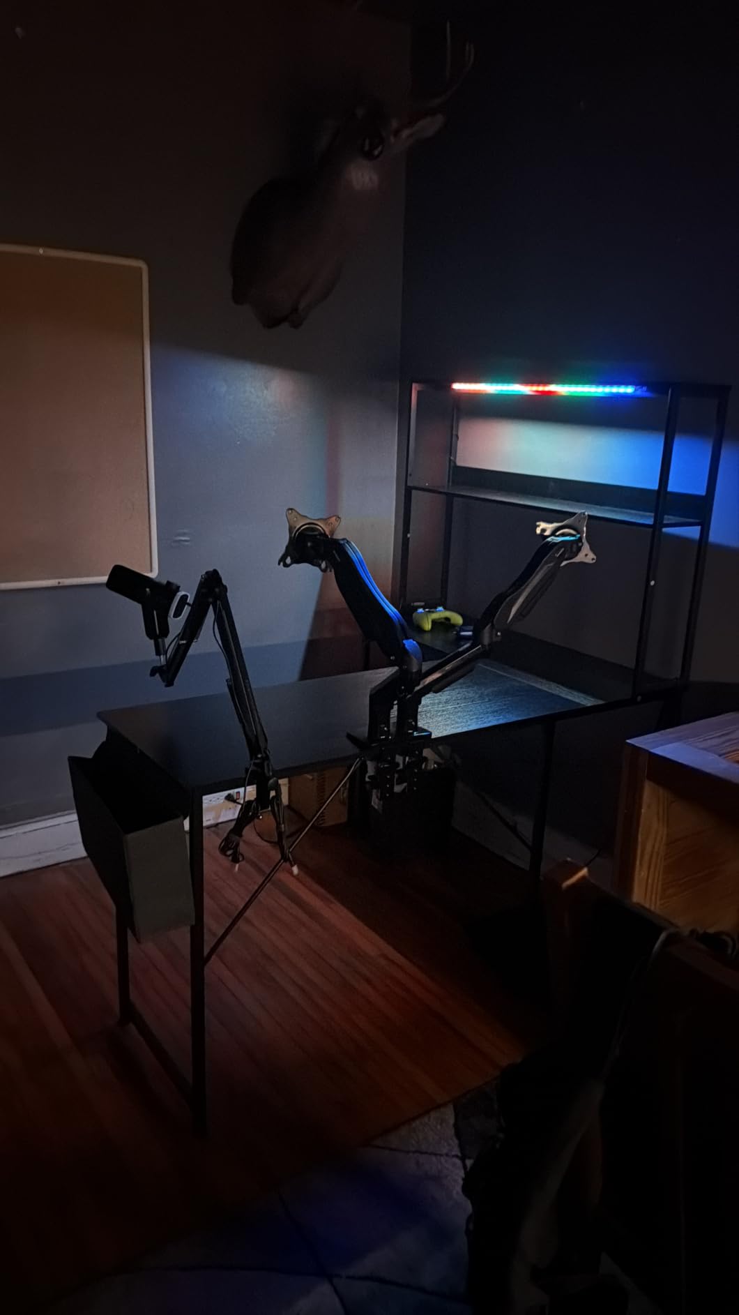 AODK L Shaped Desk Gaming Desk with LED Light & Power Outlet | 53 Inch Black Reversible L Shaped Computer Table with Shelf & Storage Bag & Hook for Home Office customer photo 2