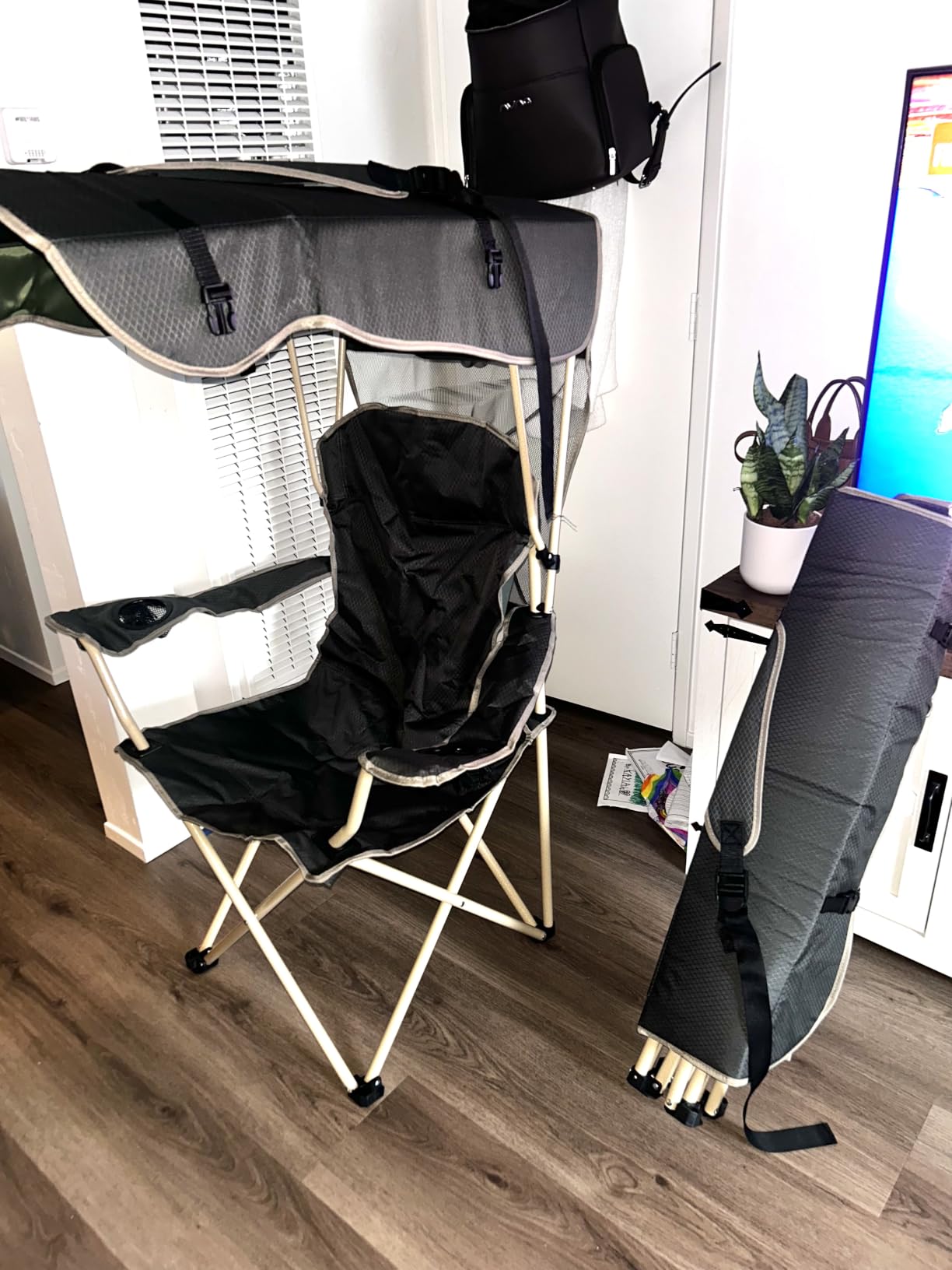 VTOY Portable Folding Camping Chair with Canopy, Outdoor Sun Shade Chair | Durable 600D Oxford Fabric customer photo 1
