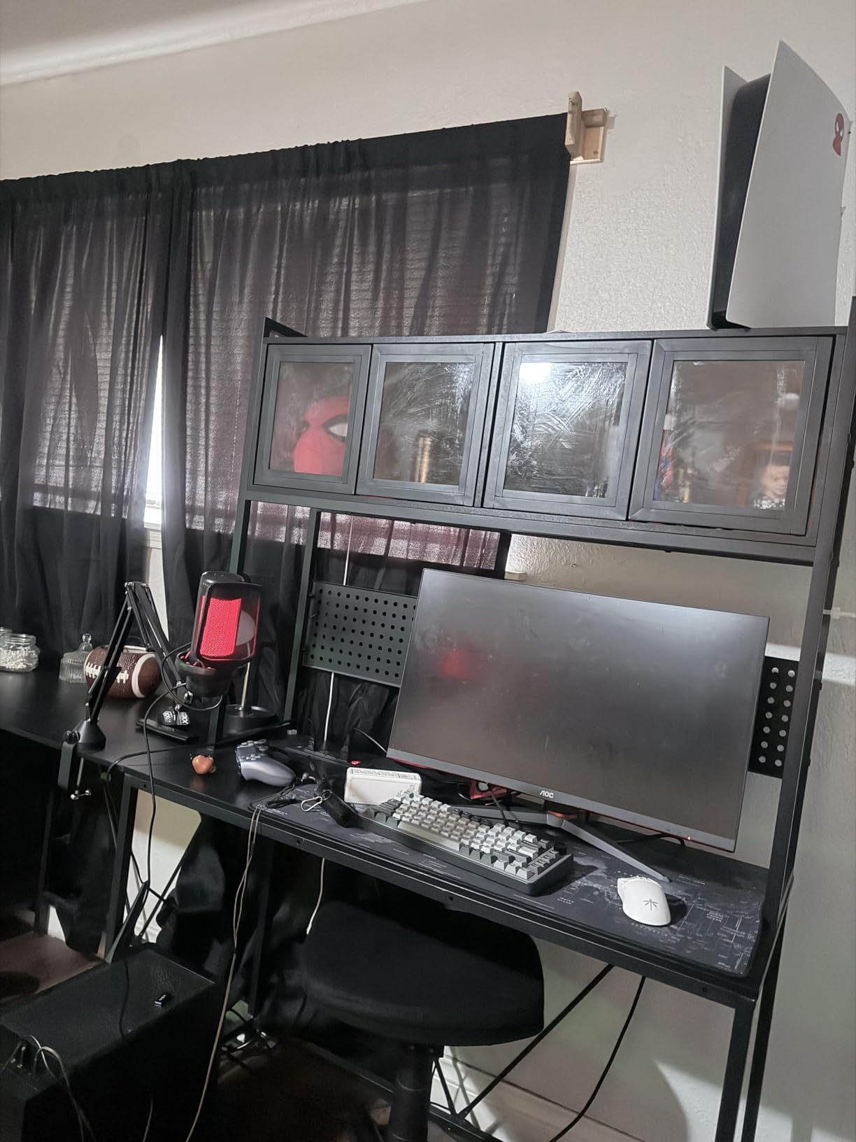 SEDETA L Shaped Gaming Corner Desk with Drawers, Hutch and Storage Shelves, Reversible Computer Desk, Gaming Desk with Pegboard, Led Lights, and Power Outlet for Home Office, Small Space, Black customer photo 1