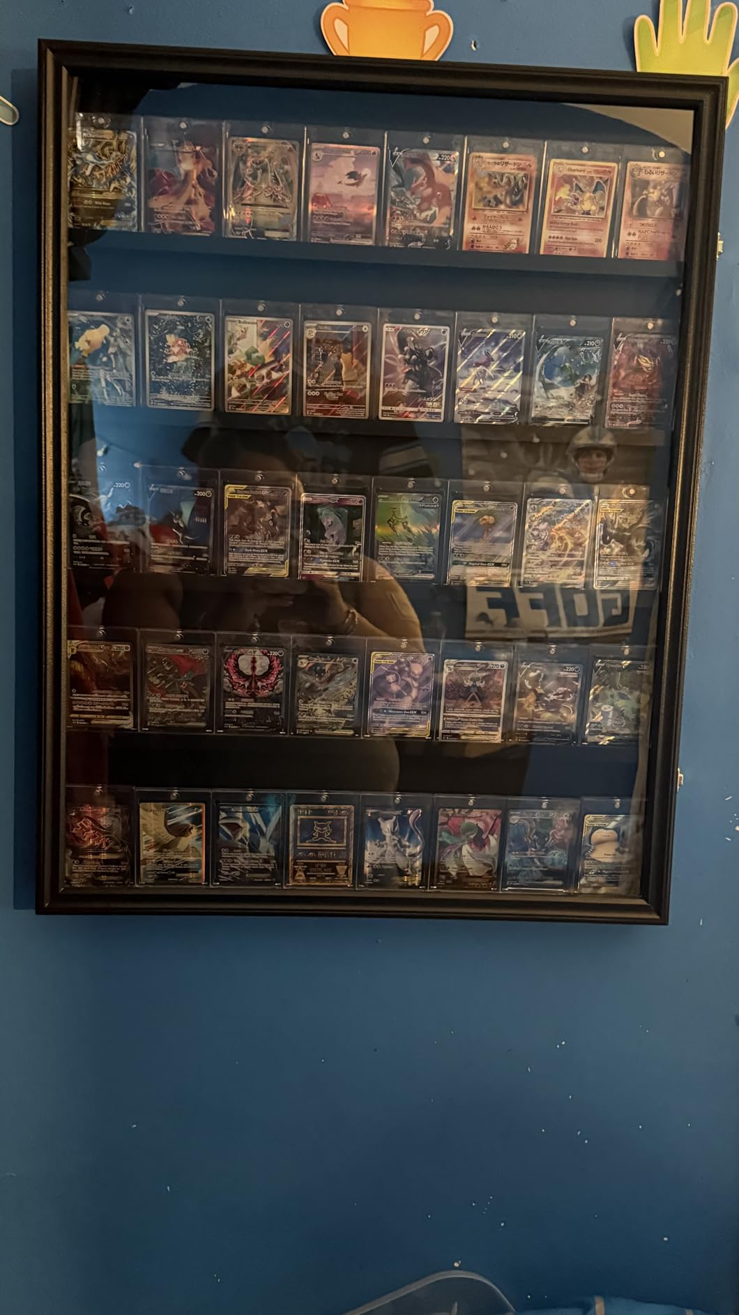 GYaozii 40 Large Graded Sports Baseball Card Display Case Wall Mount | Lockable Trading Card Wall Cabinet, 98% UV Resistant Acrylic Front and Wood Frame customer photo 1