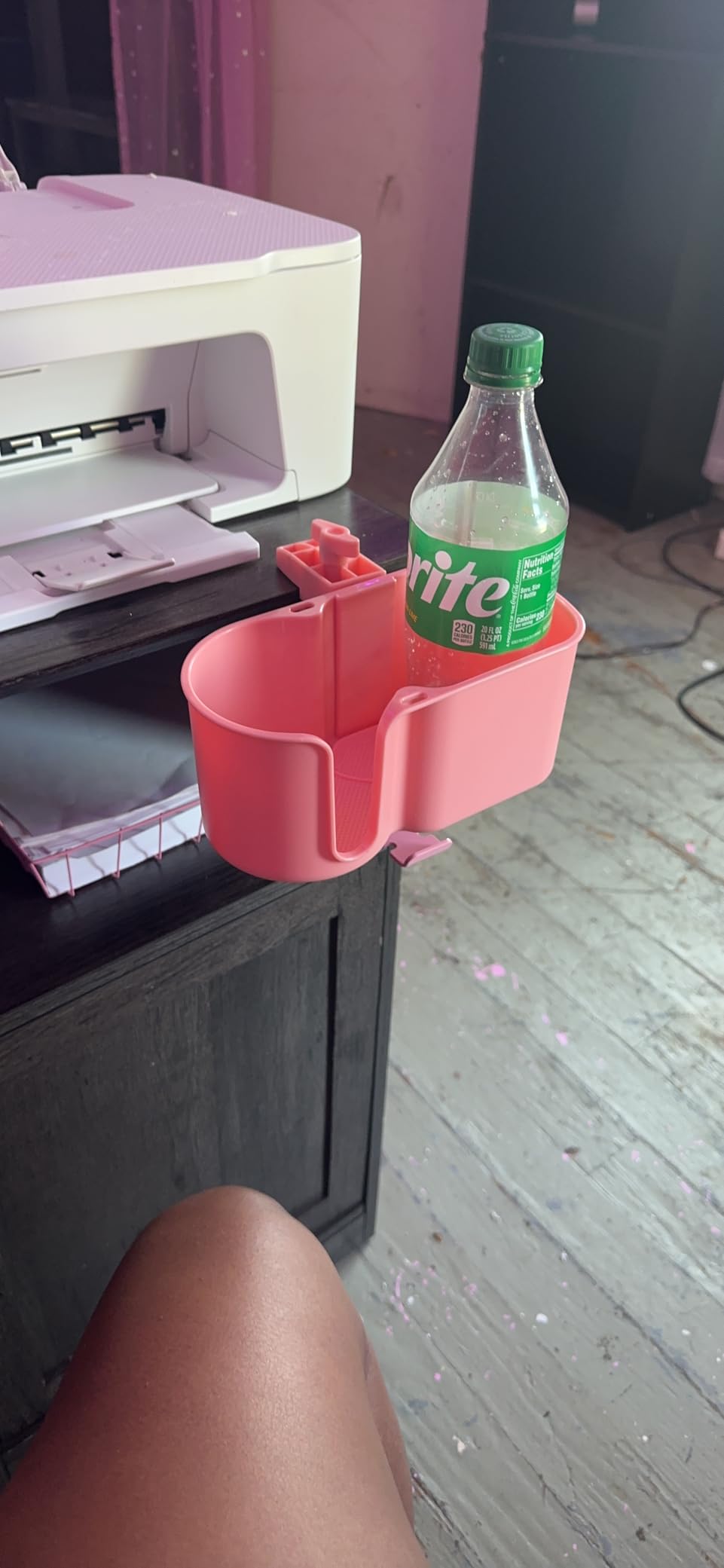 KEMIMOTO 3-in-1 Desk Cup Holder and Headphone Hanger, Fits 18-32 oz Cups - Clamp on a 0.5-1.5 Inch Desk to Hold 6.6 Pounds, with Hanger, Anti Slip Pad, 6 Cable Slots, for Cup, Headphones, Phones customer photo 2