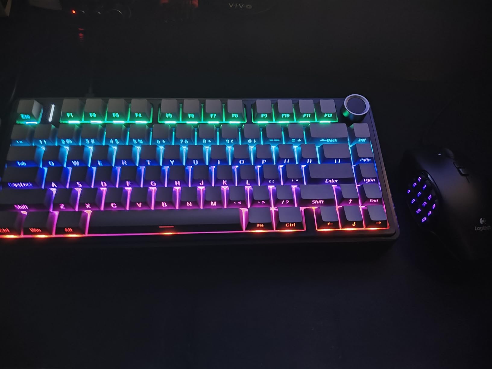 AULA F75 Pro Wireless Mechanical Keyboard, 75% Hot Swappable Custom Keyboard with Knob, RGB Backlit, Pre-lubed Reaper Switches, Side Printed PBT Keycaps, 2.4GHz/USB-C/BT5.0 Mechanical Gaming Keyboards customer photo 2