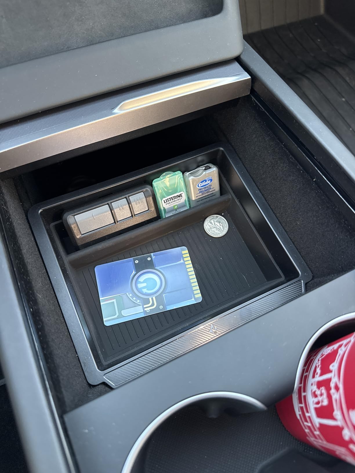 Spigen Console Organizer for Model Y Juniper/YL & 3 Highland [Sliding] | Model Y Juniper Premium & Performance (2026/25) / Model 3 Highland Standard, Premium & Performance (2026/25/24) customer photo 2
