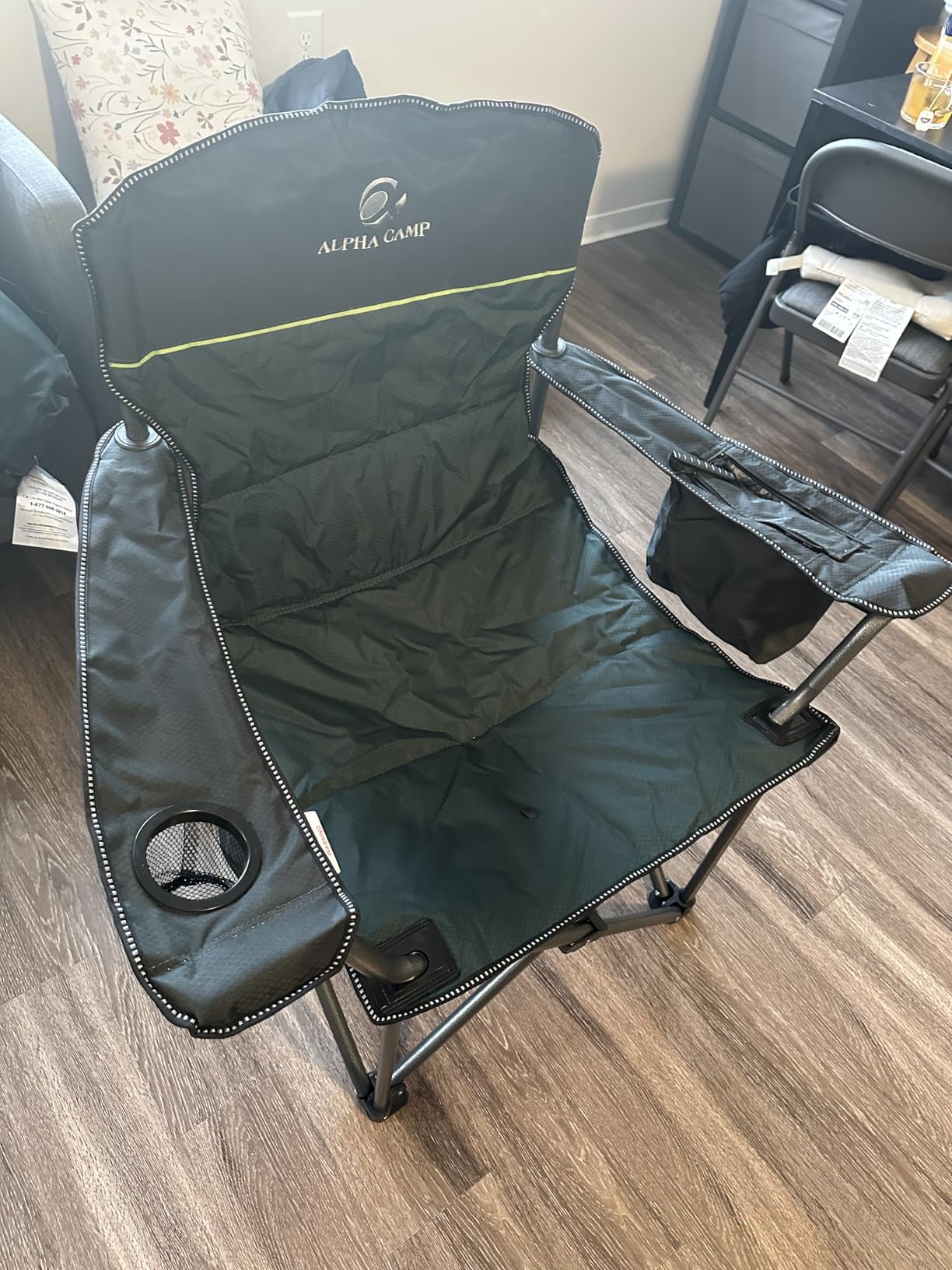Folding Camping Chair Oversized 2 Pack Lawn Chair W/ Cooler Bag, Cup Holder - Thicken 600D Oxford, Heavy Duty, Storage Pocket, Collapsible Padded Arm Chair Quad Lumbar Back Chair Supports 500LBS customer photo 1