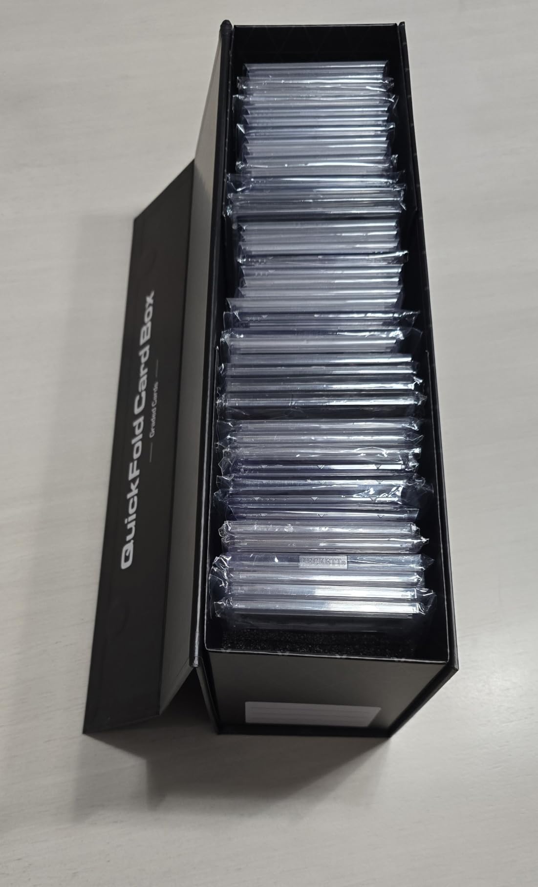 BCW QuickFold Graded Card Storage Boxes with Magnetic Lids, Black, 3 Pack | Each vertical box holds about 50 graded card slabs and assembles quickly with a strong magnetic lid for secure storage. customer photo 1