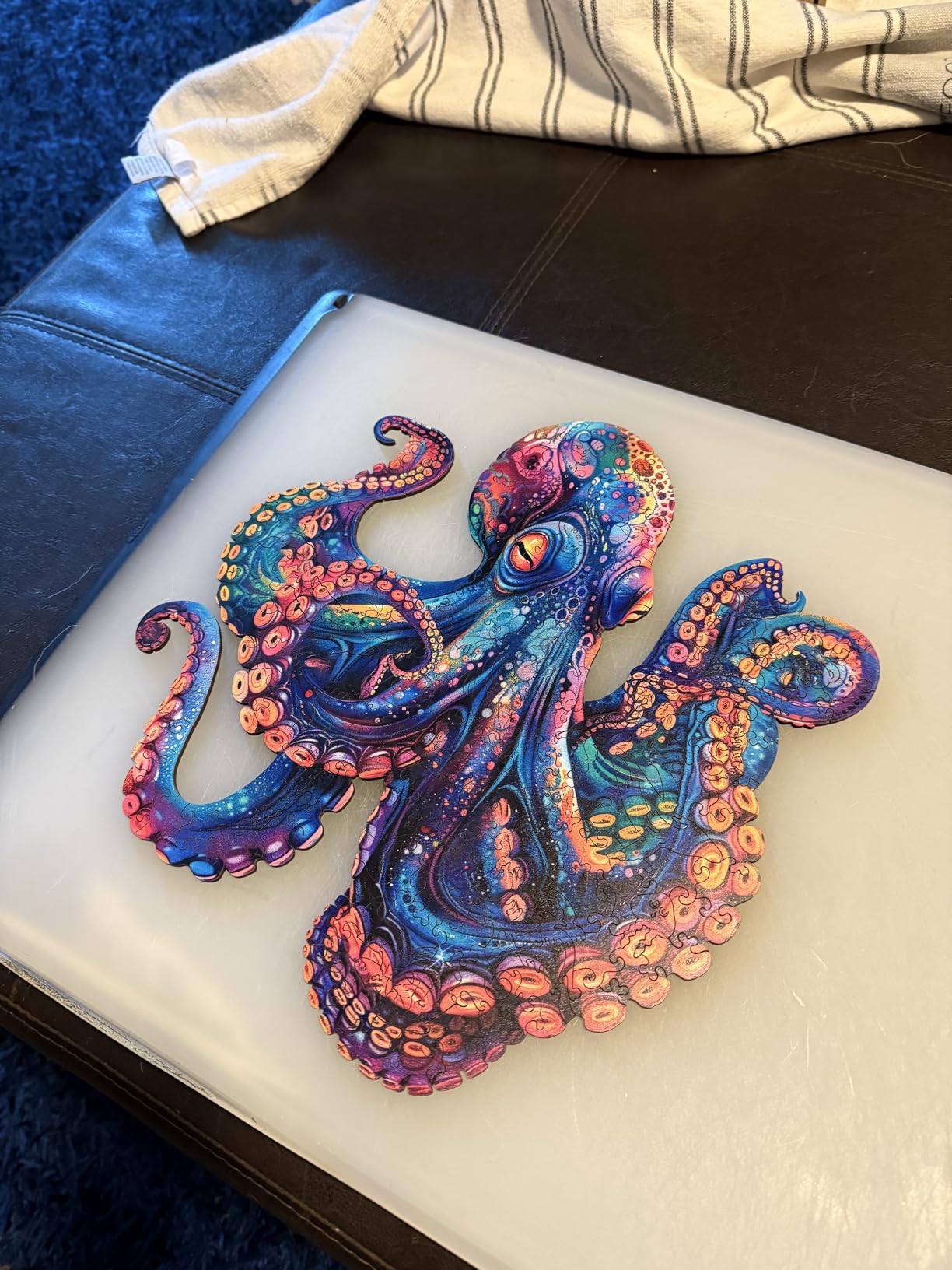 Qiuenisray 500 Piece Puzzles for Adults, Wooden Octopus Jigsaw Puzzles | FSC Certified Cool Puzzles, Unique Shape Ocean Puzzle Piece, Wall Decor, Wood Creative Gift for Family Game 16.9x16.9 in customer photo 1