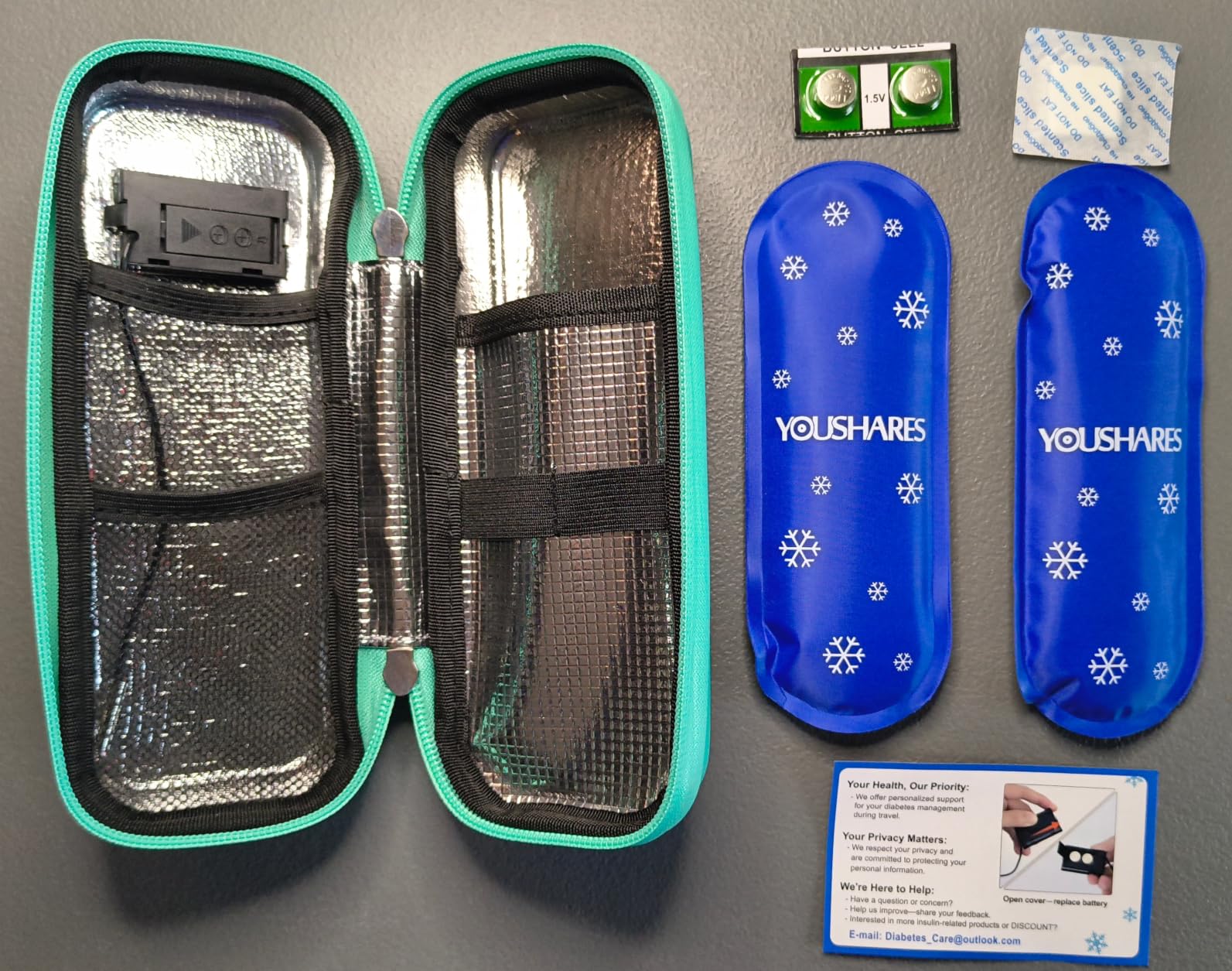 YOUSHARES Insulin Cooler Travel Case, Peptide Travel Case with Temp Display, Insulated Medicine Cooling Bag with 2 TSA Approved Ice Pack, Medication Pens Diabetic Supplies Storage customer photo 2