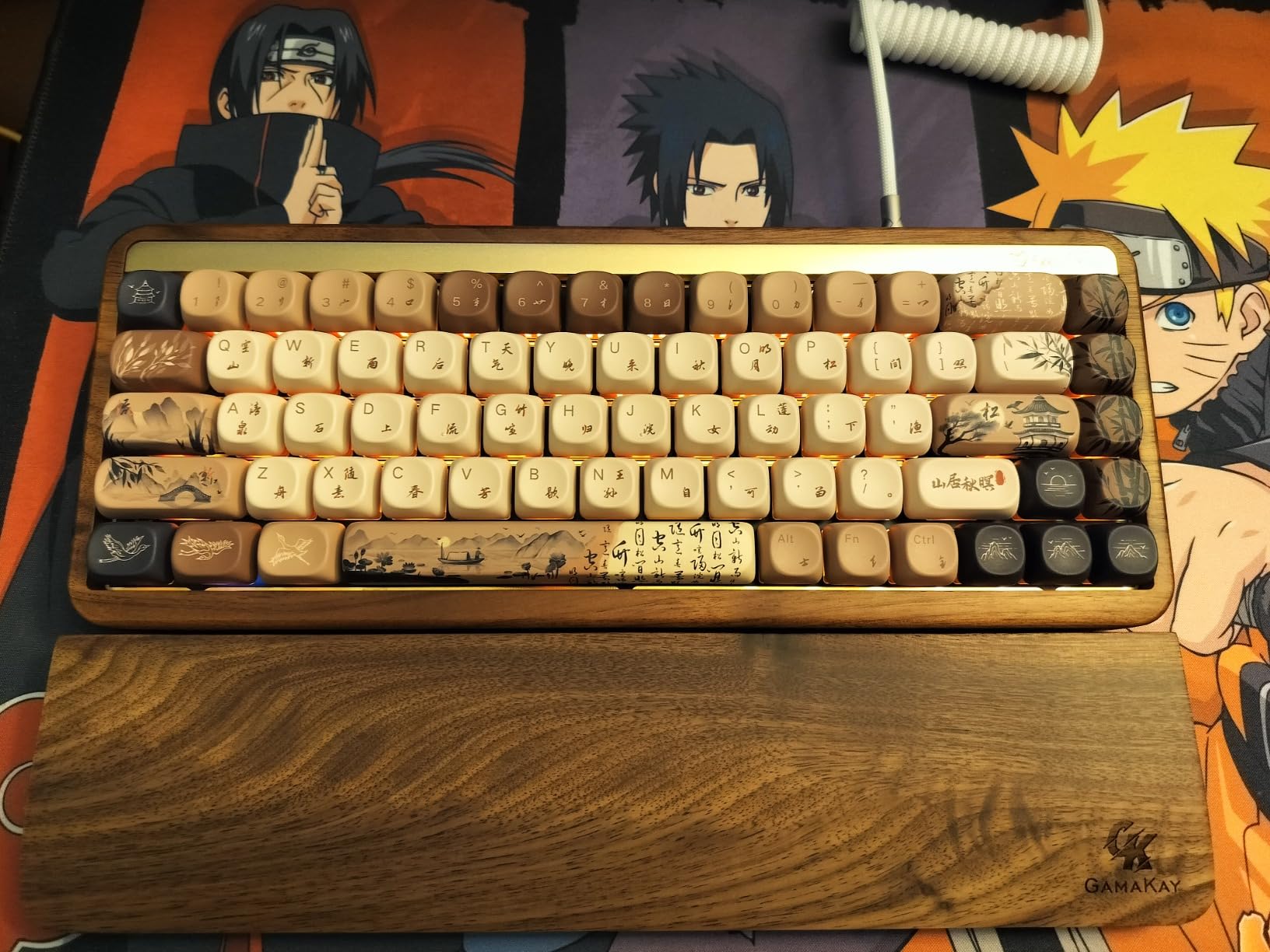 Akko Mechanical Gaming Keyboard with Walnut Wooden Case, MU01 Mountain Seclusion 65% 68-Key RGB 2.4G Wireless/Bluetooth/Wired Hot-swappable Keyboard with PBT Dye-Sub Keycaps for Mac & Win customer photo 2
