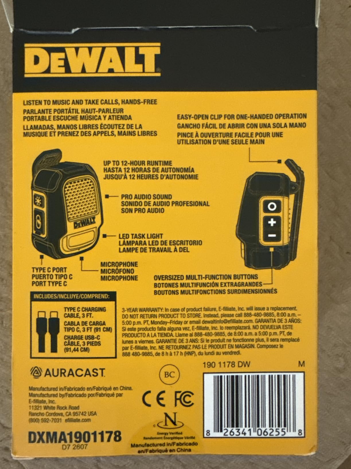 DEWALT Wearable Bluetooth Speaker, Clip-On Wireless Jobsite Pro, (Yellow) | Water-Resistant Portable Speaker, Built-in Mic for Hands-Free Music/Calls customer photo 2