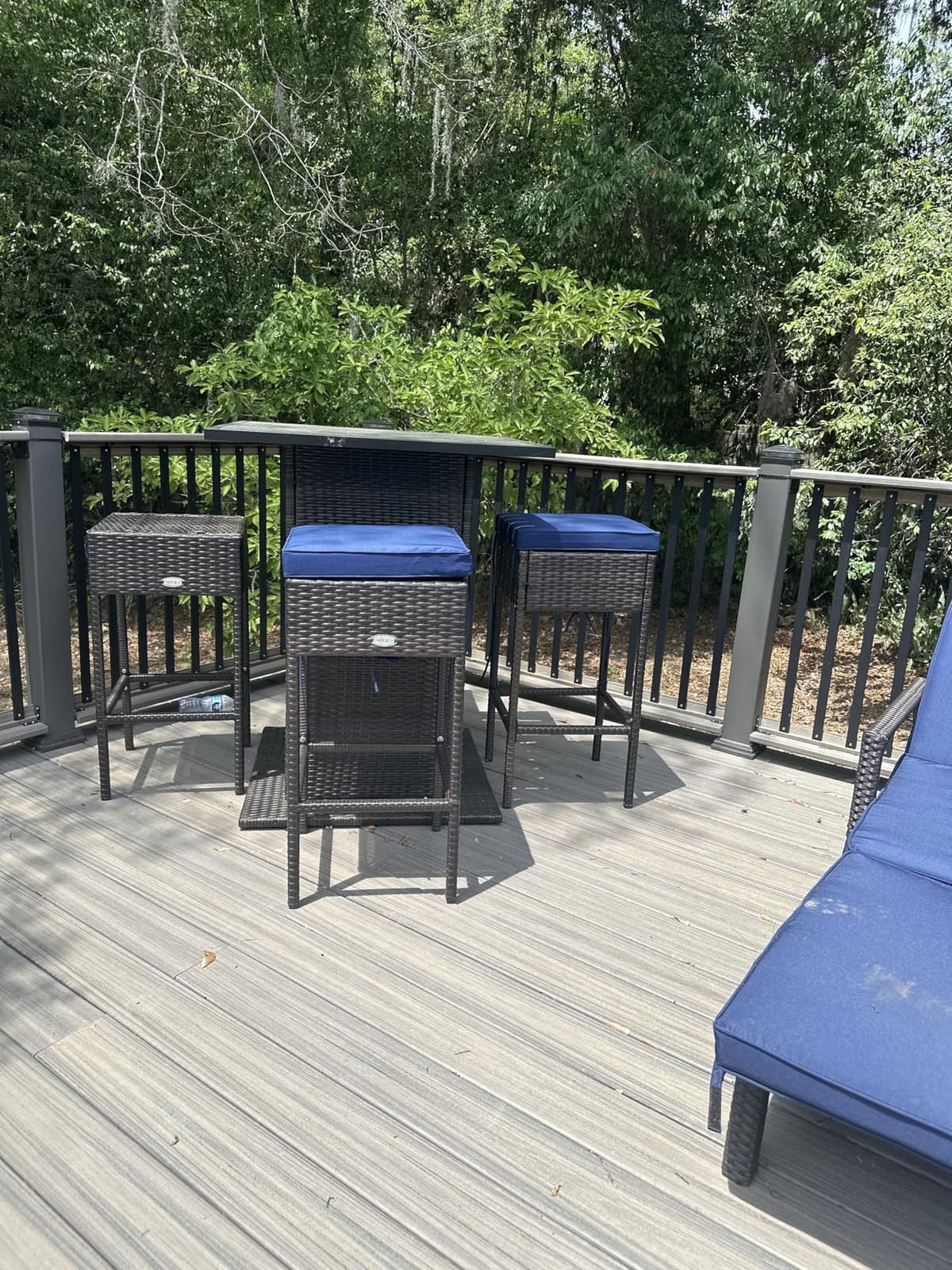 RELAX4LIFE 5-Pcs Outdoor Bar Set, Wicker Bar Height Outdoor Table & Chairs | High Top Patio Bar Set w/ Hidden Storage Shelf, 4 Bar Stools with Removable Cushions for Backyard Poolside Garden(White-Grey) customer photo 1