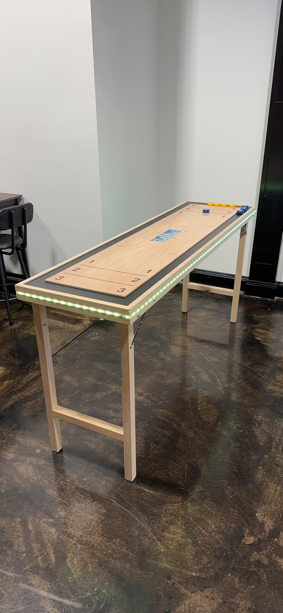 6-Foot Premium Shuffleboard Table w/Folding Legs, Pucks, and Optional LED Lights - Awesome Graphics - Choose Your Model customer photo 1
