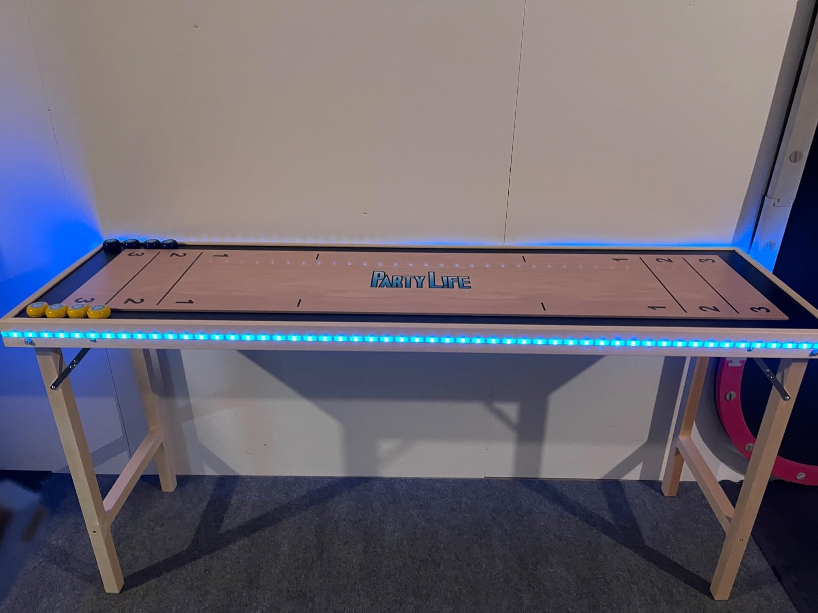 6-Foot Premium Shuffleboard Table w/Folding Legs, Pucks, and Optional LED Lights - Awesome Graphics - Choose Your Model customer photo 2