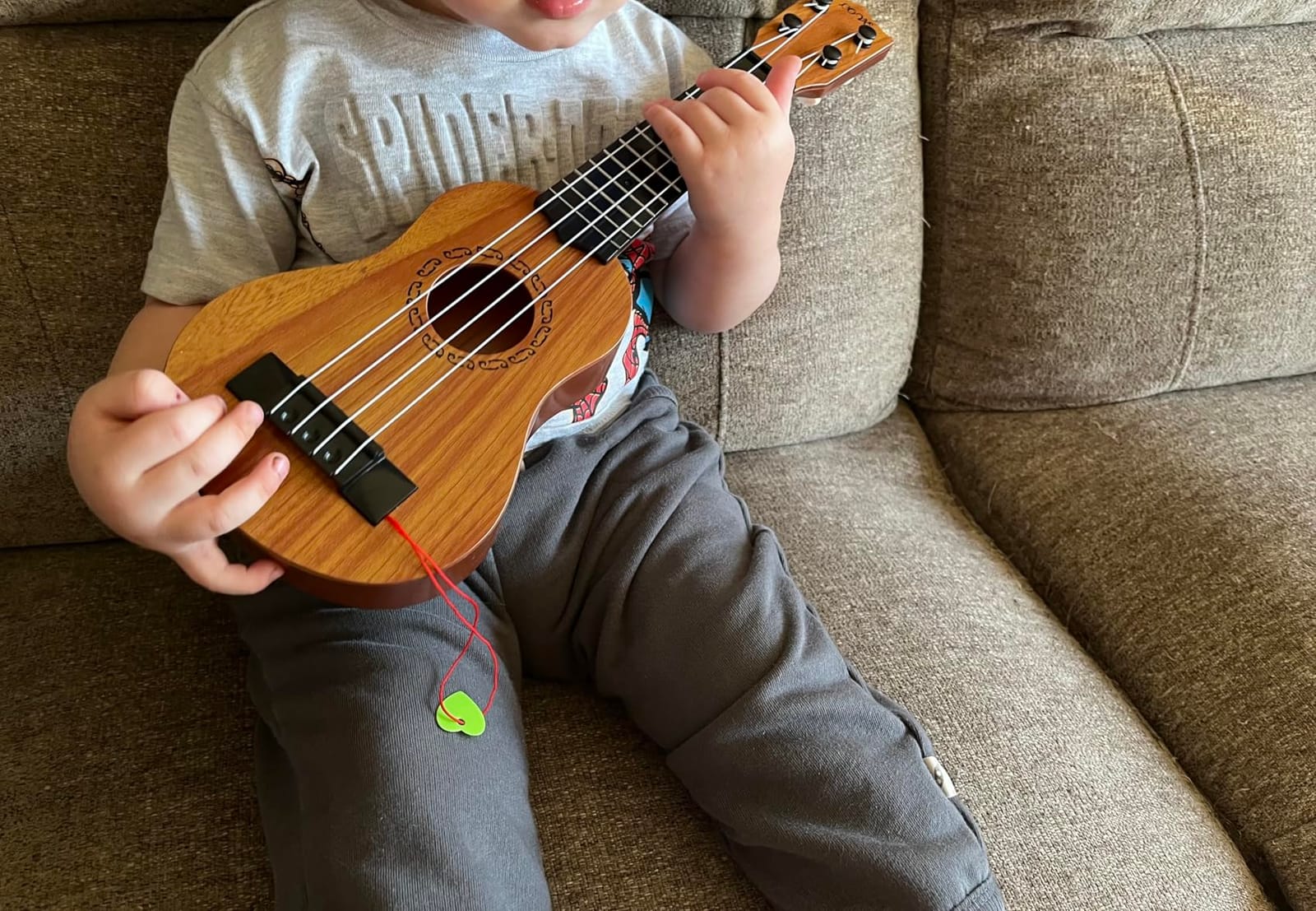 Kids Toy Ukulele Guitar, 17 Inch Classical Guitar Musical Toy, 4 Strings Guitar Ukulele Educational Learning Toy for Toddlers and Preschoolers customer photo 2