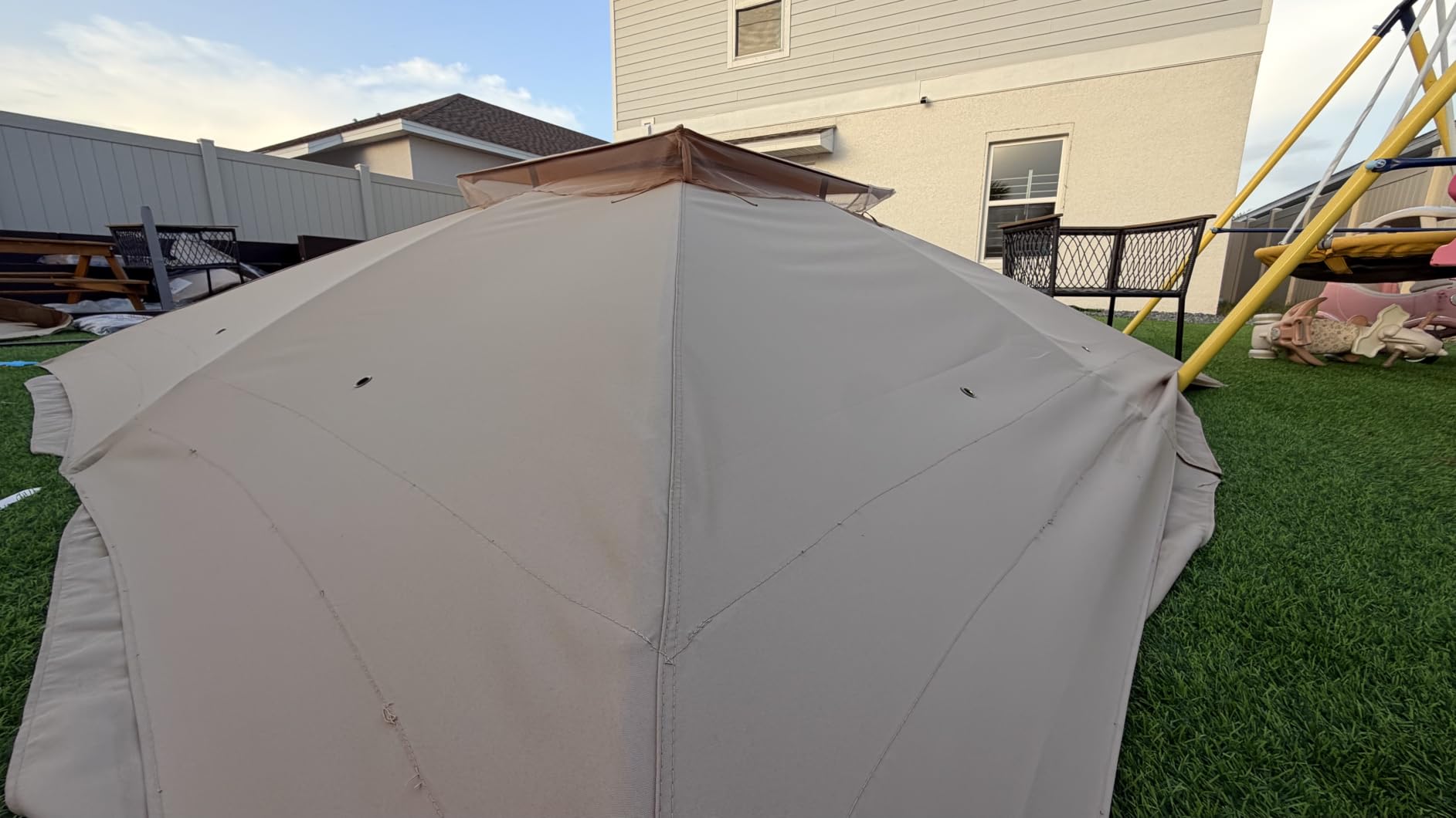 Patio Gazebo 11'x13' with LED Lights & Bluetooth Speaker, Heavy Duty Outdoor Canopy Shelter with Metal Frame, Double Roofs, Soft-top Gazebo with Netting and Curtains for Backyard customer photo 1
