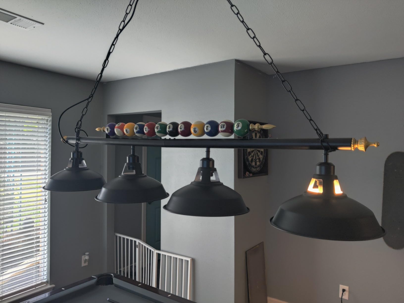 Rossesay Adjustable Pool Table Lights, 4 Lights for 7'-8' Billiard Table | Billiard Light Hanging Pool Table Fixture Lighting Pendant Lamp with Metal Shades for Game Rooms (Bulb Not Included) customer photo 1