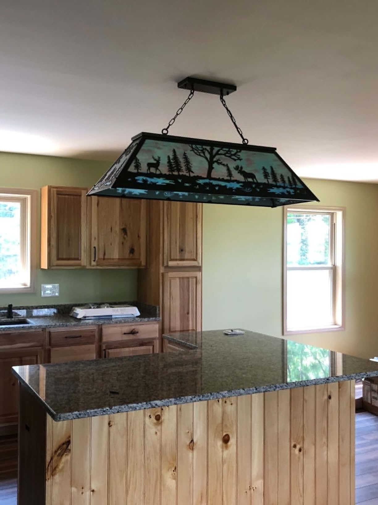 Wellmet 47in Rustic Pool Table Light Hanging Over 7'8'9' Pool Table | 4 Lights Farmhouse Chandelier customer photo 2